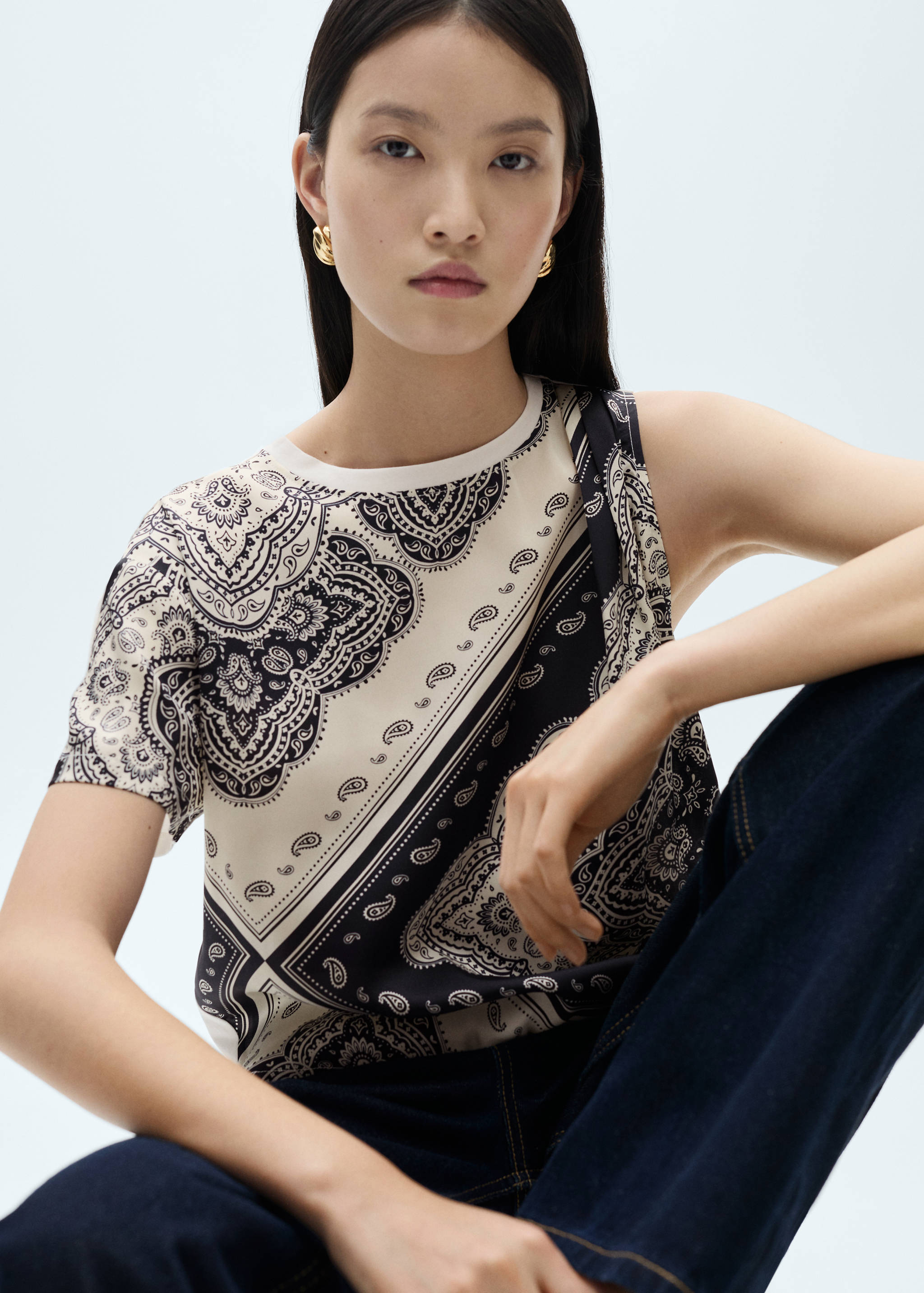 Asymmetrical paisley print t-shirt - Details of the article 2