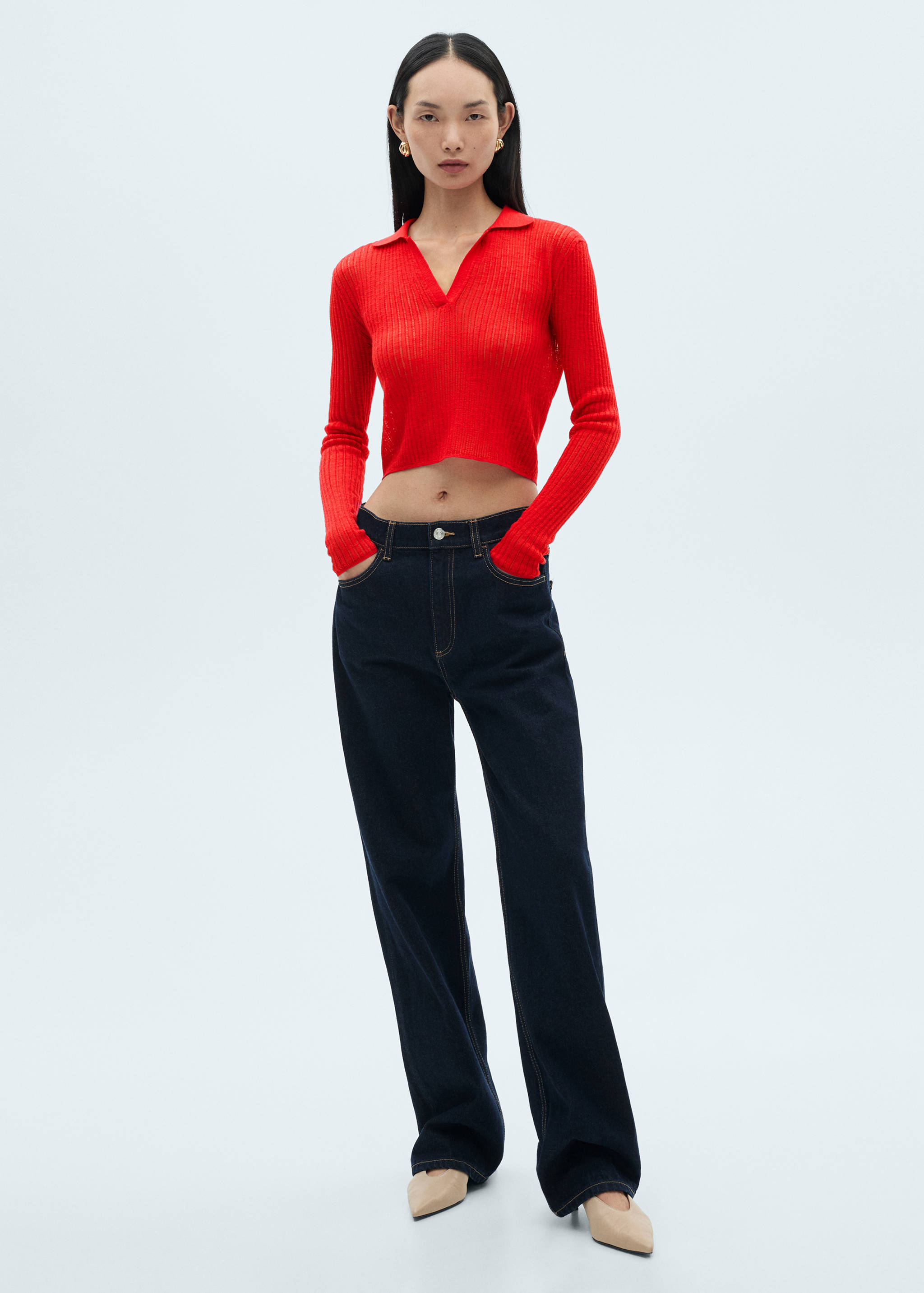 Ribbed polo neck t-shirt - General plane