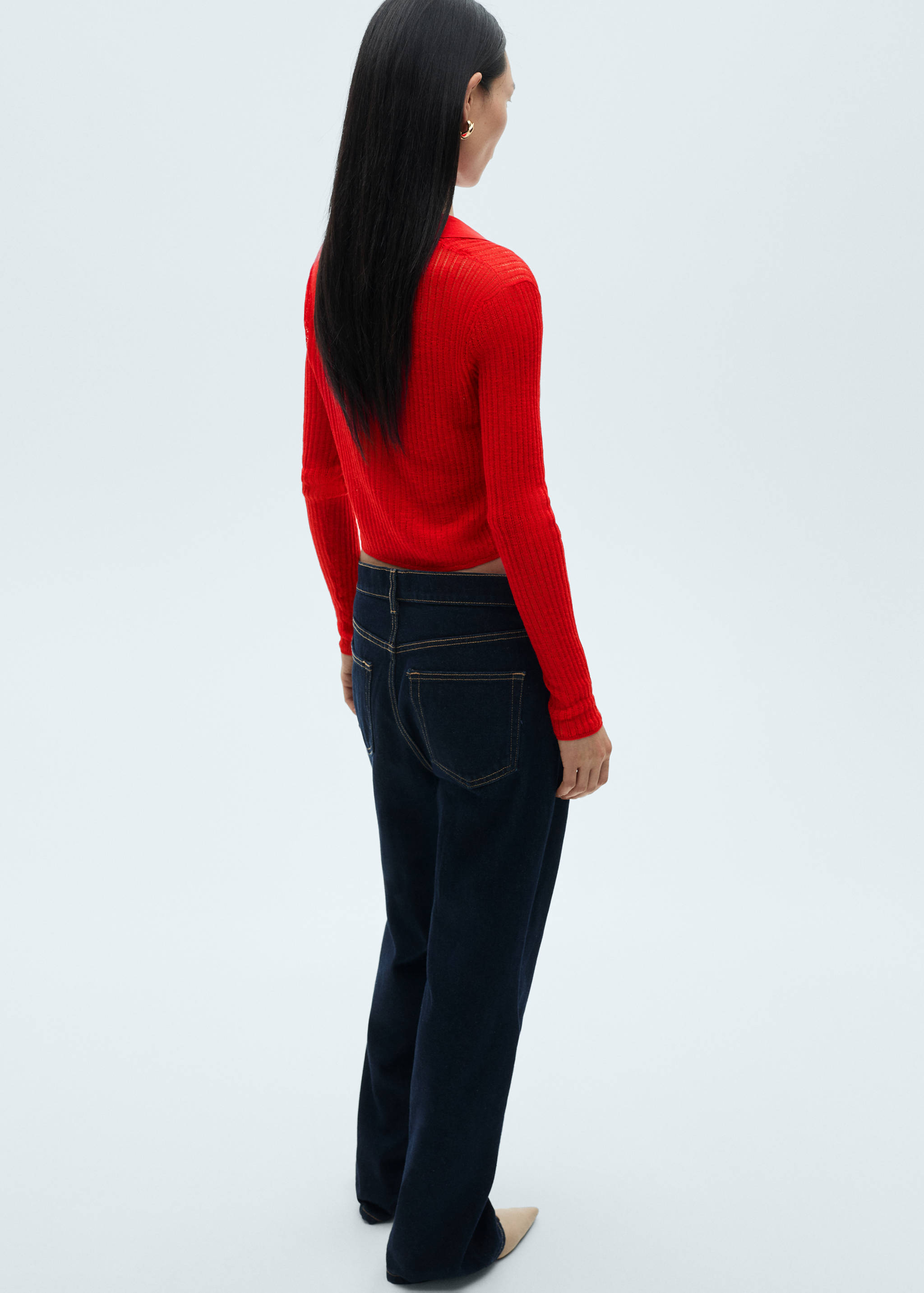 Ribbed polo neck t-shirt - Reverse of the article