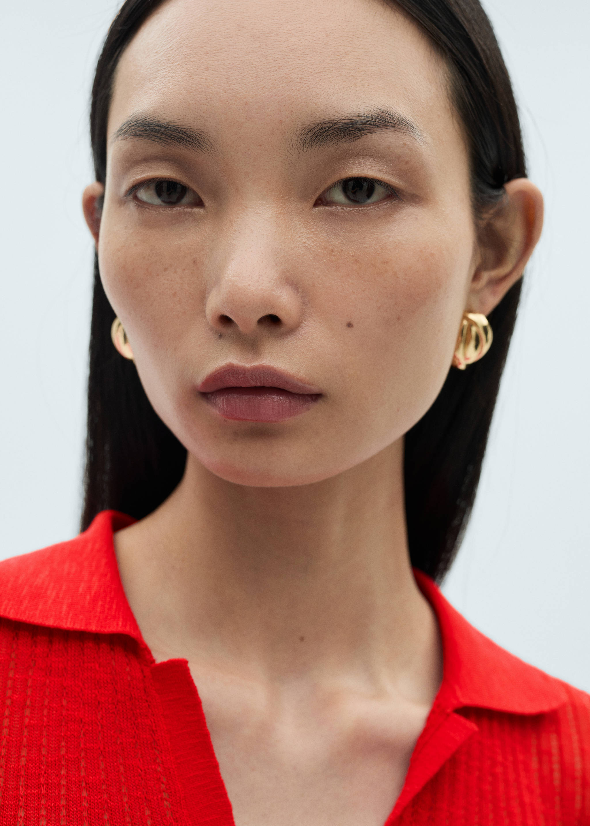 Ribbed polo neck t-shirt - Details of the article 1