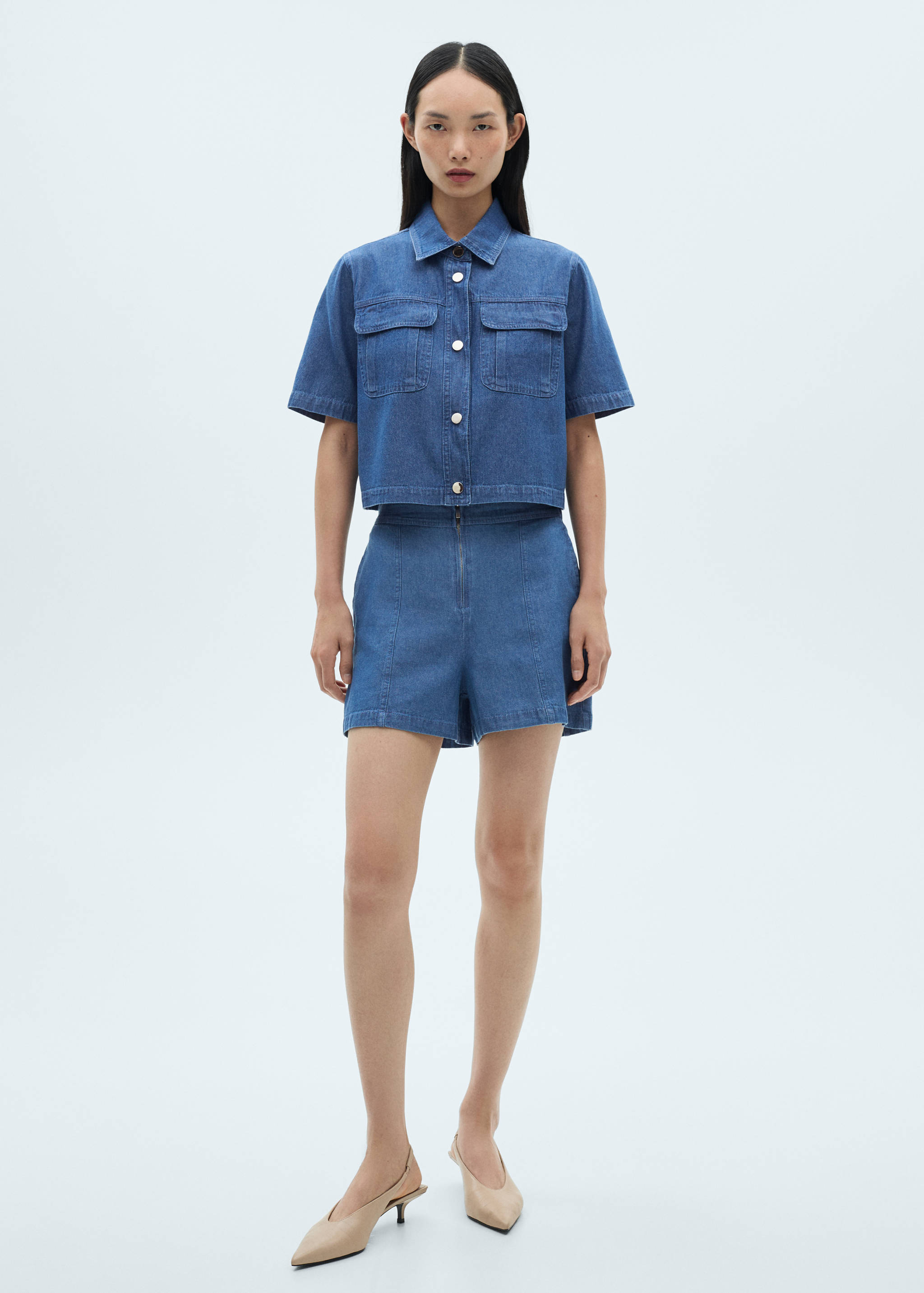 Cropped denim shirt - General plane