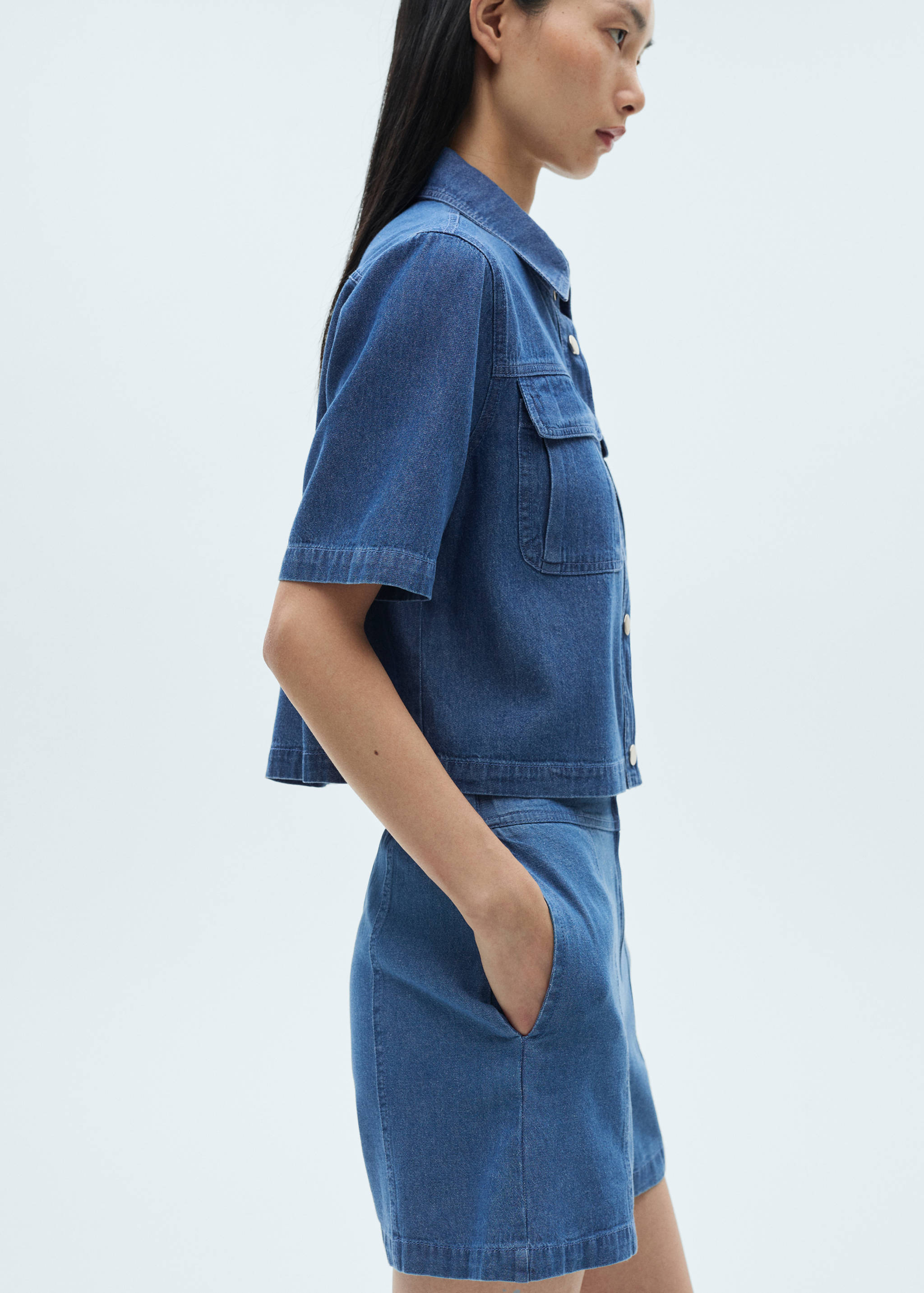 Cropped denim shirt - Medium plane