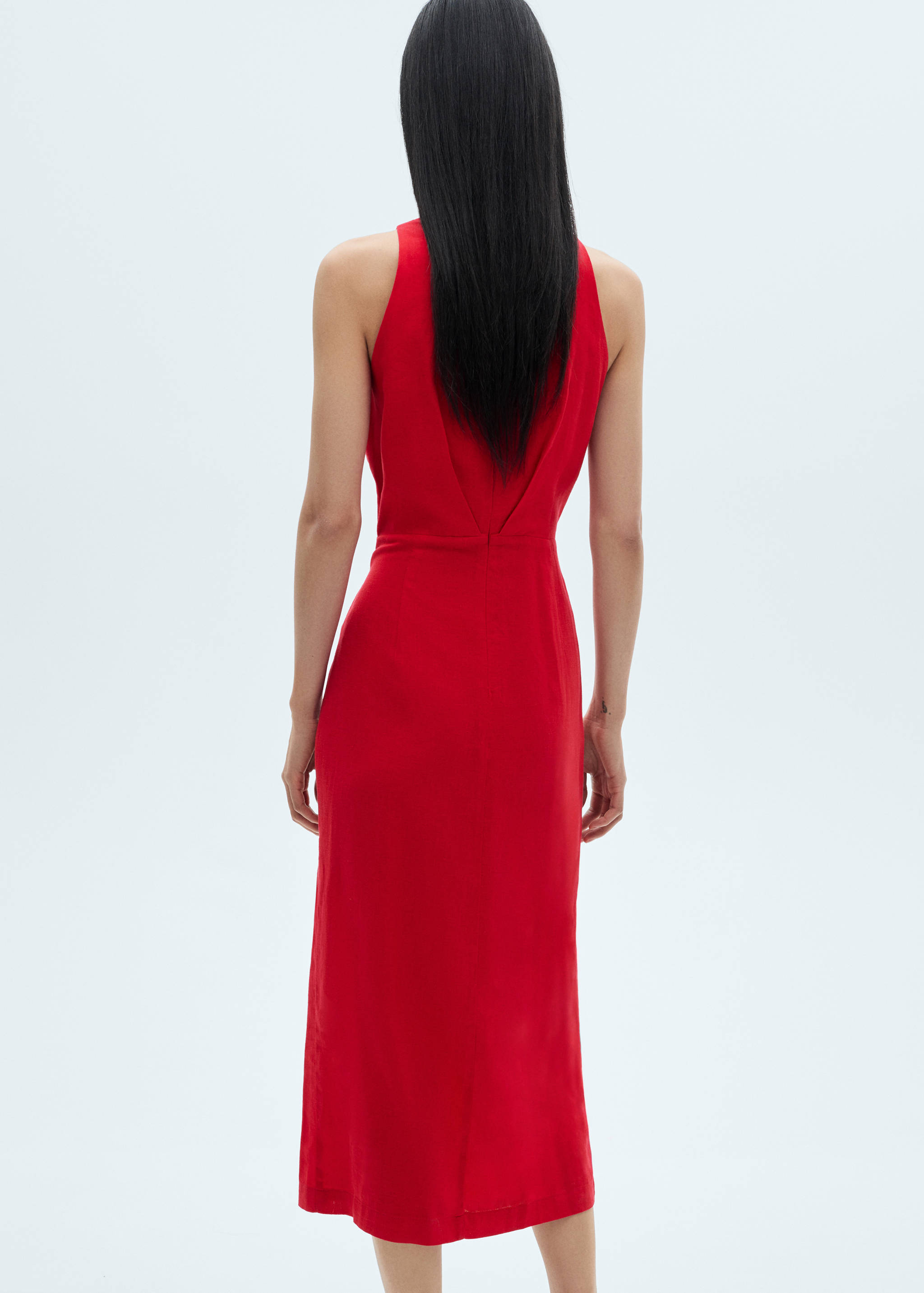 Vestido de linho com saia páreo - Verso do artigo