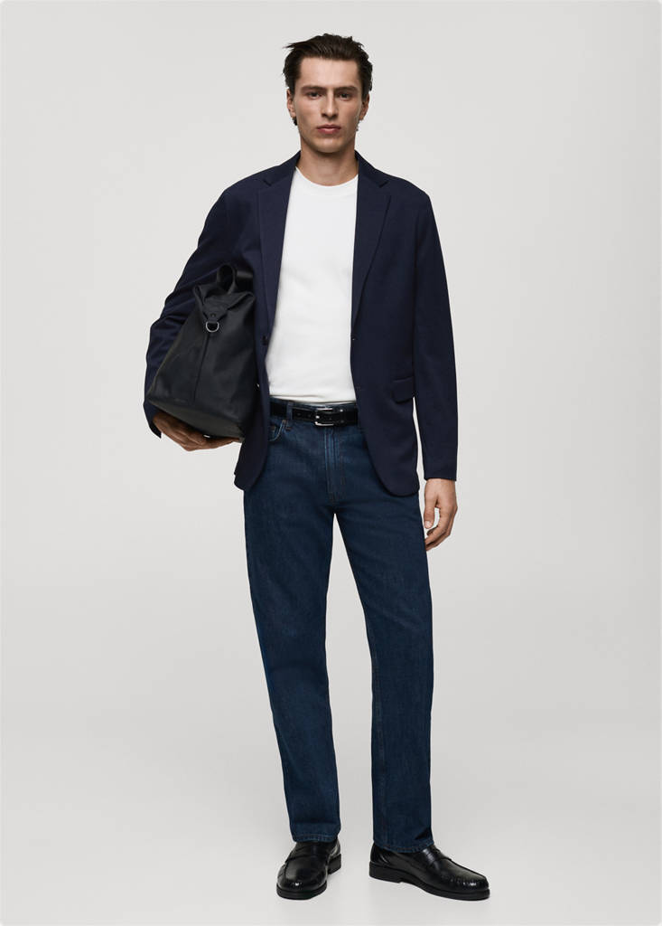 MANGO MAN - Veste Verner slim-fit en coton bleu marine foncé - 46