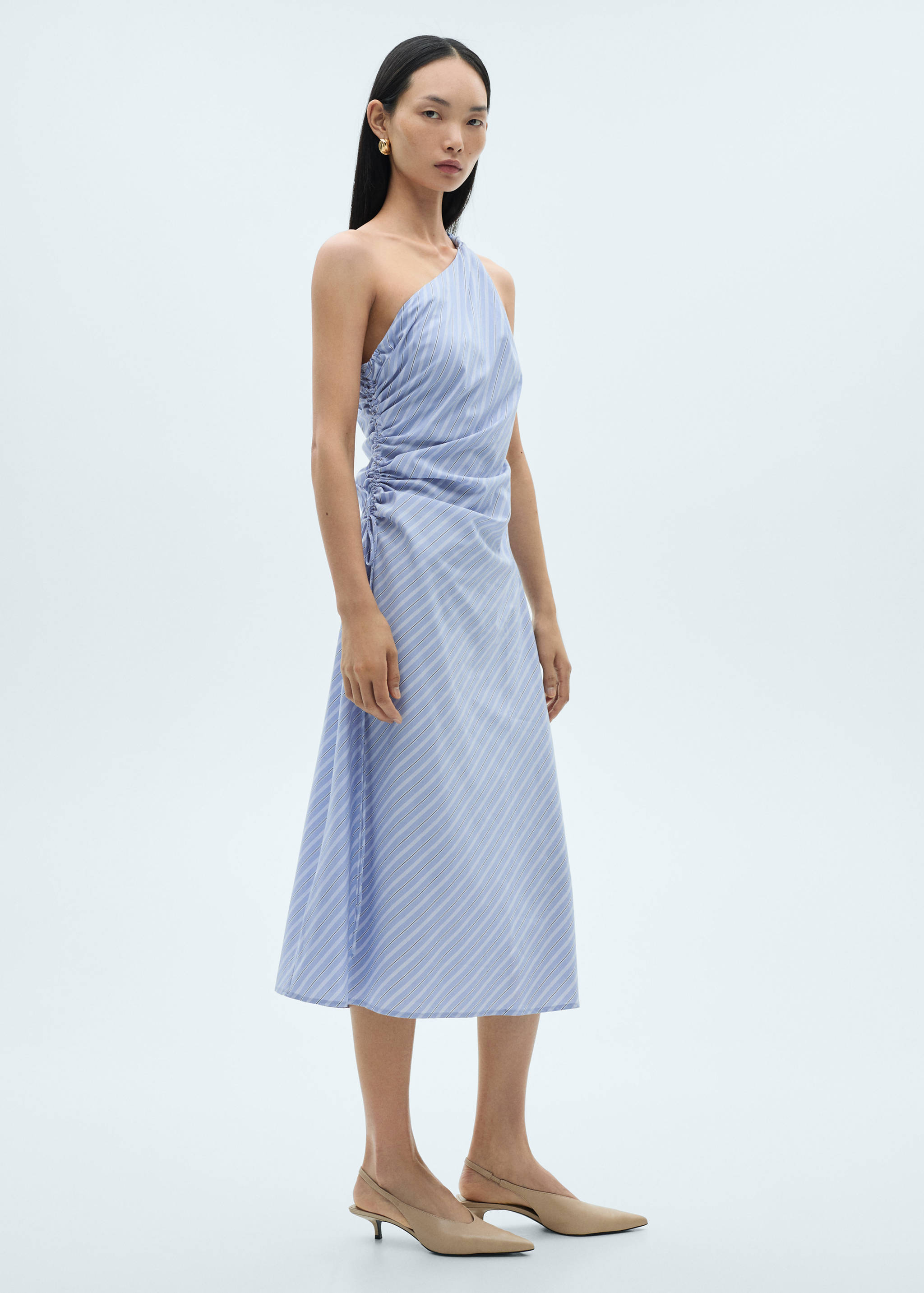 Striped draped asymmetrical dress - General plane