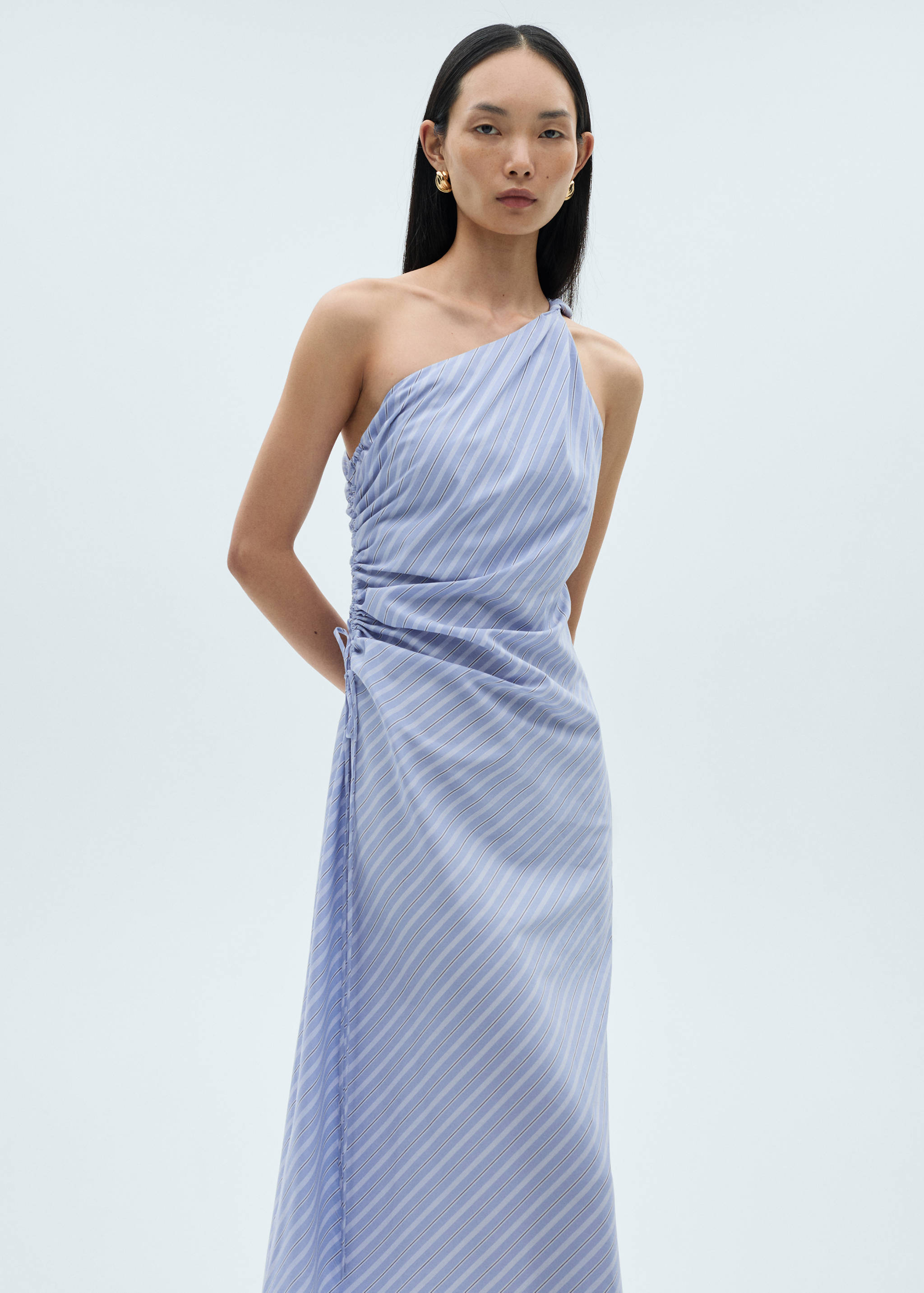 Striped draped asymmetrical dress - Medium plane