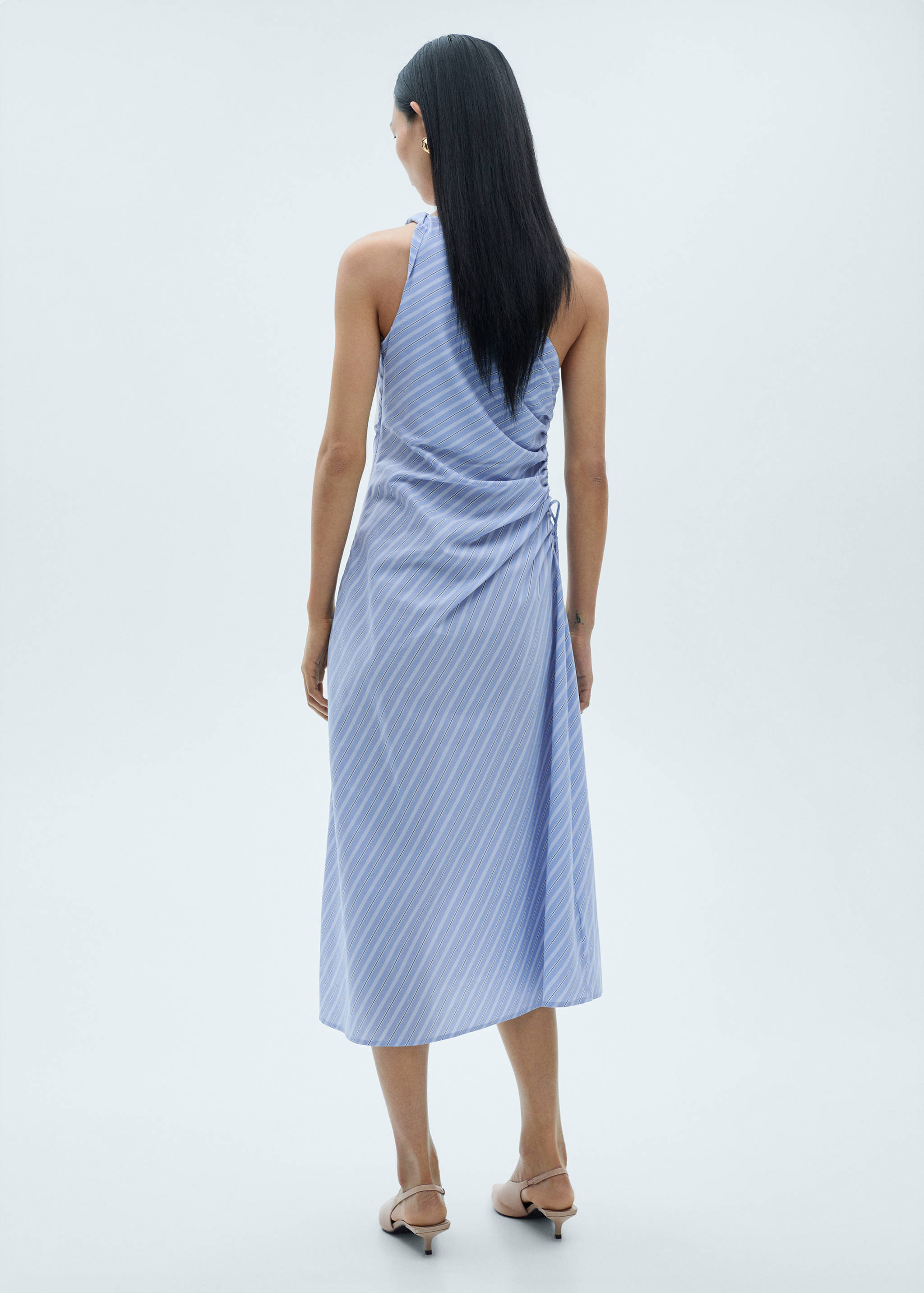 Striped draped asymmetrical dress - Reverse of the article