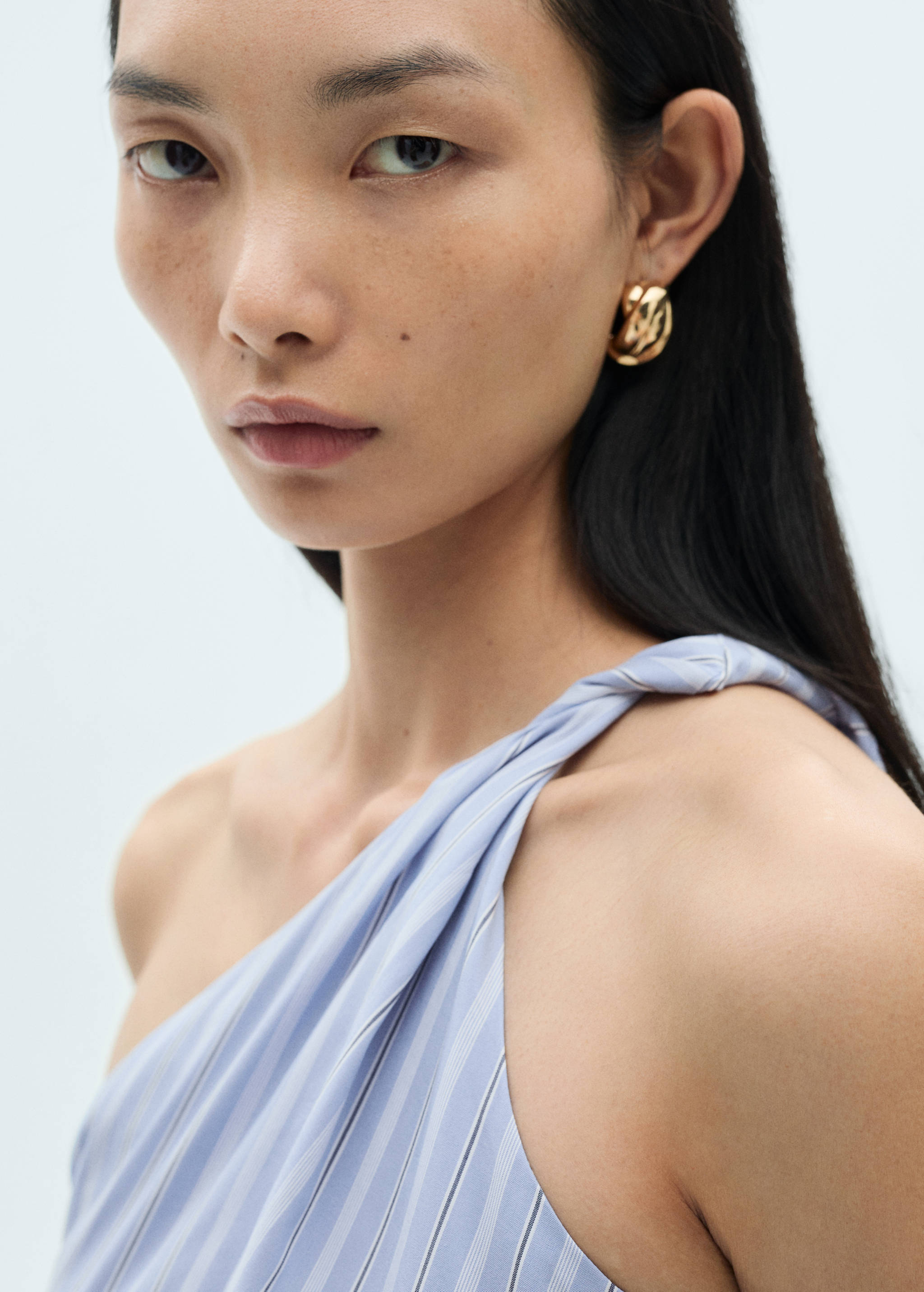 Striped draped asymmetrical dress - Details of the article 1