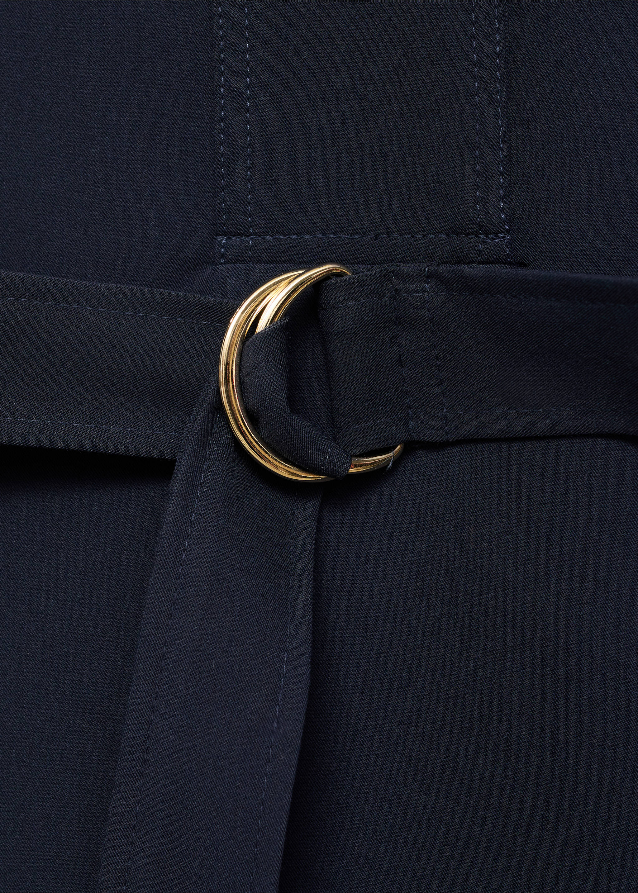 Short-sleeved dress with belt - Details of the article 8, Blue. Ref: 87090595-00.