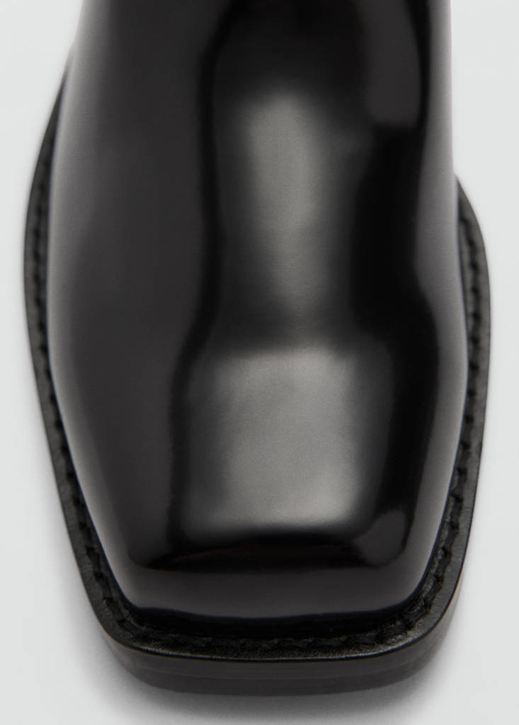 Square toe boot with metallic details — Black