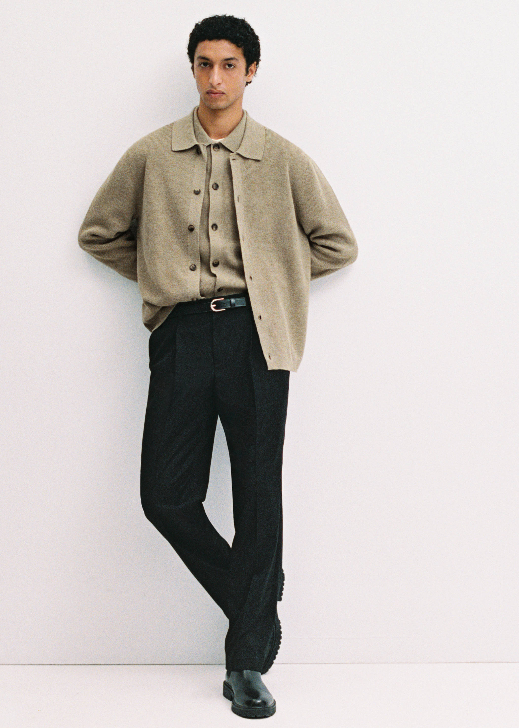 Wool blend polo cardigan - Details of the article 3