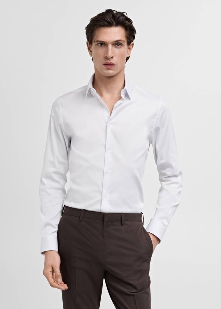 Super slim fit cotton suit shirt — White