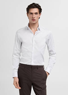 Super slim fit cotton suit shirt — White 1