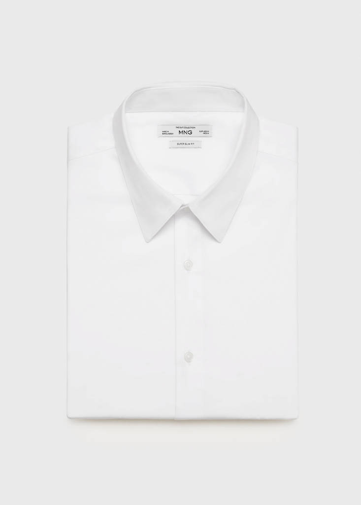 Super slim fit cotton suit shirt — White
