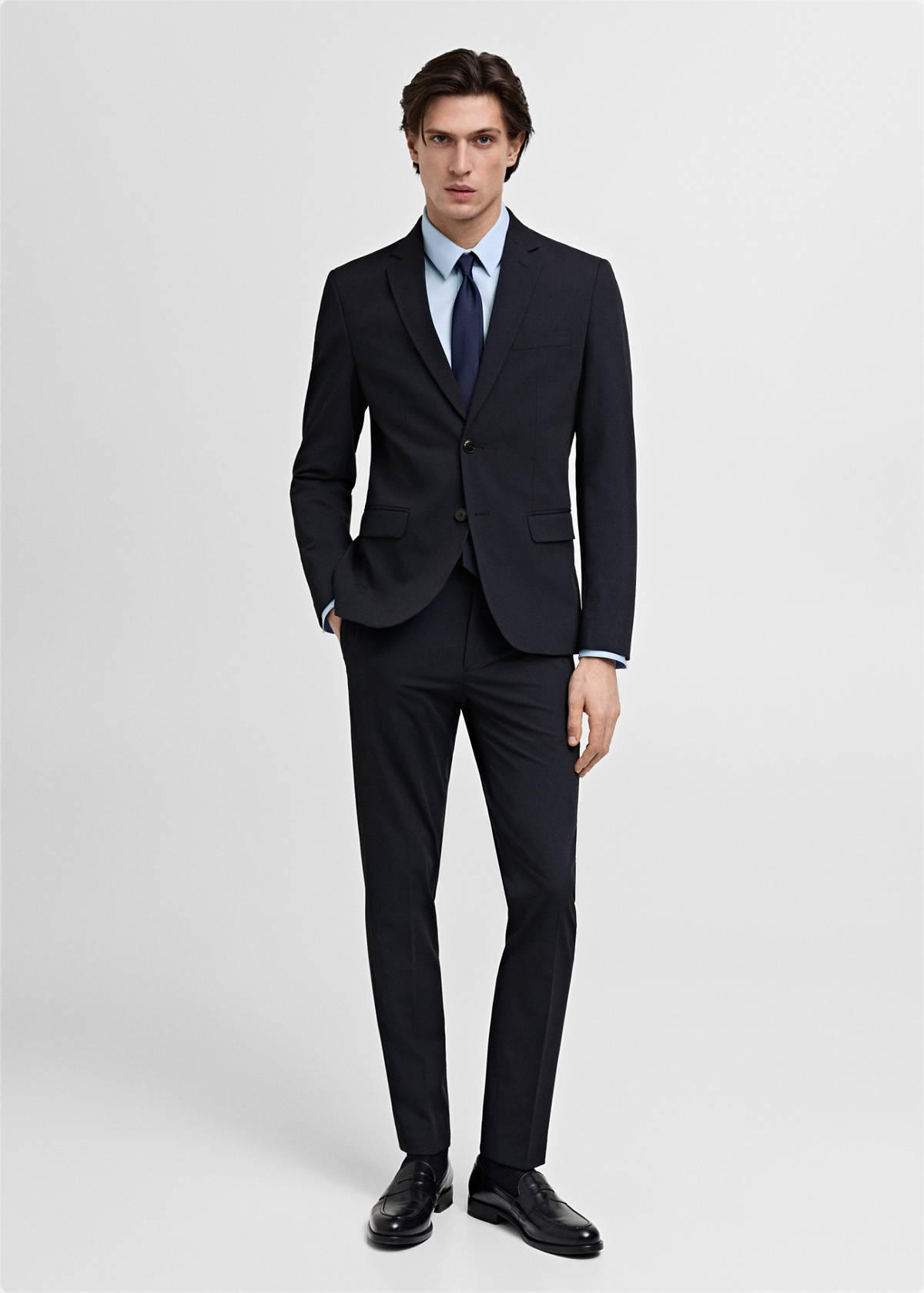 Super slim fit cotton suit shirt — Sky Blue