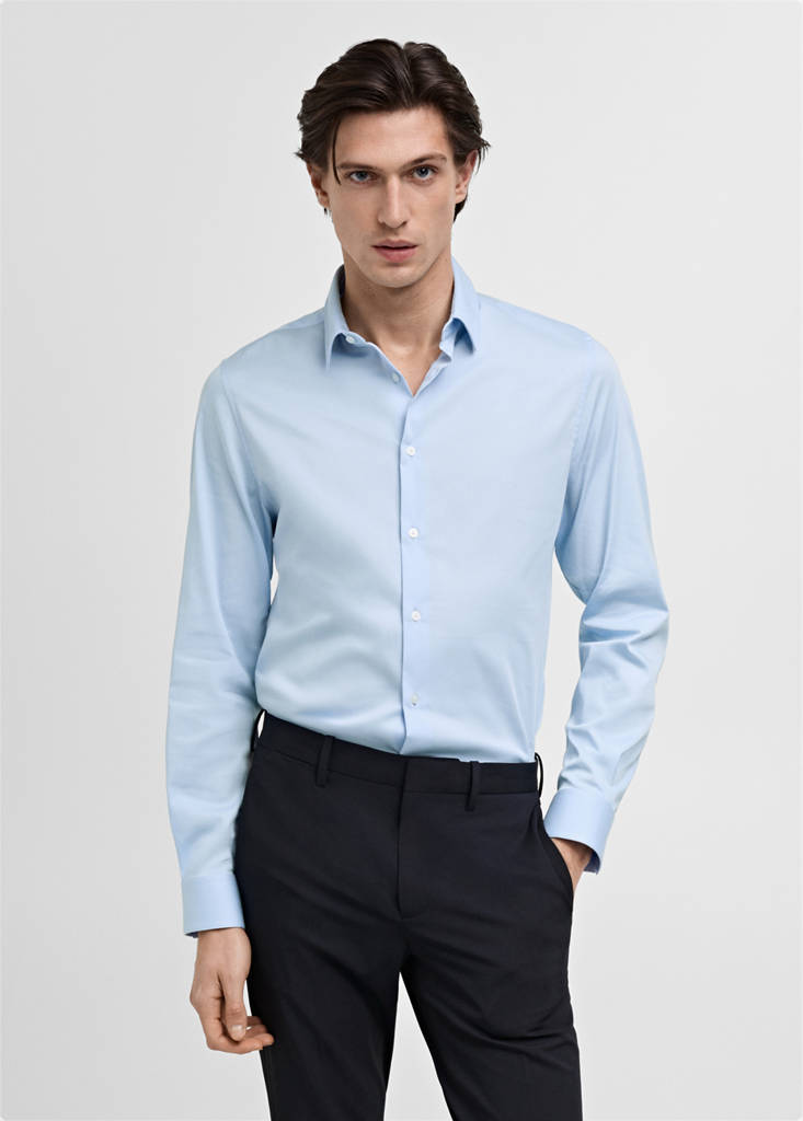 Super slim fit cotton suit shirt — Sky Blue