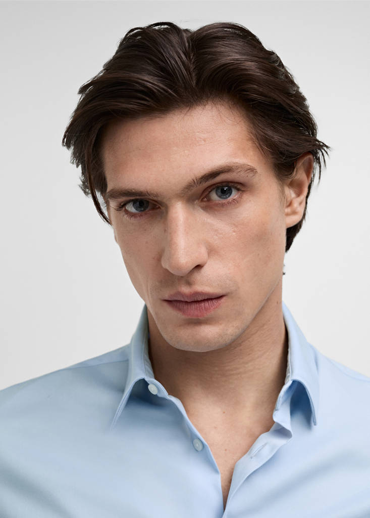 Super slim fit cotton suit shirt — Sky Blue