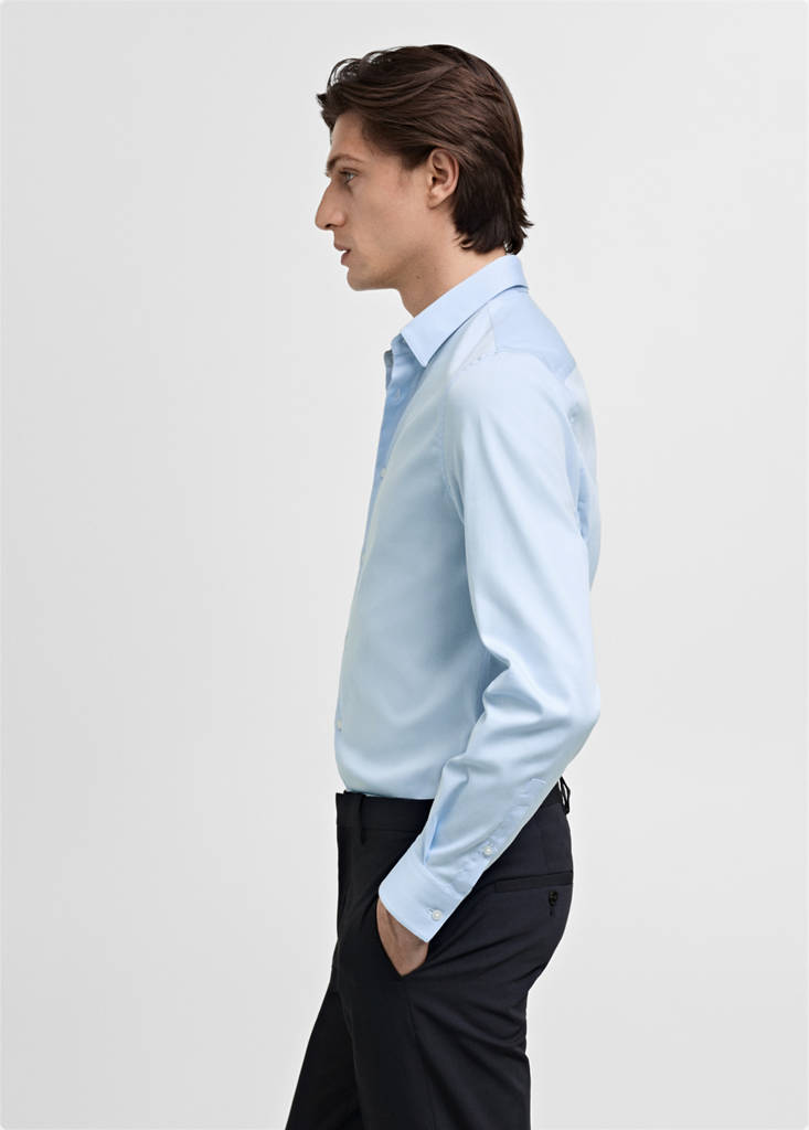 Super slim fit cotton suit shirt — Sky Blue