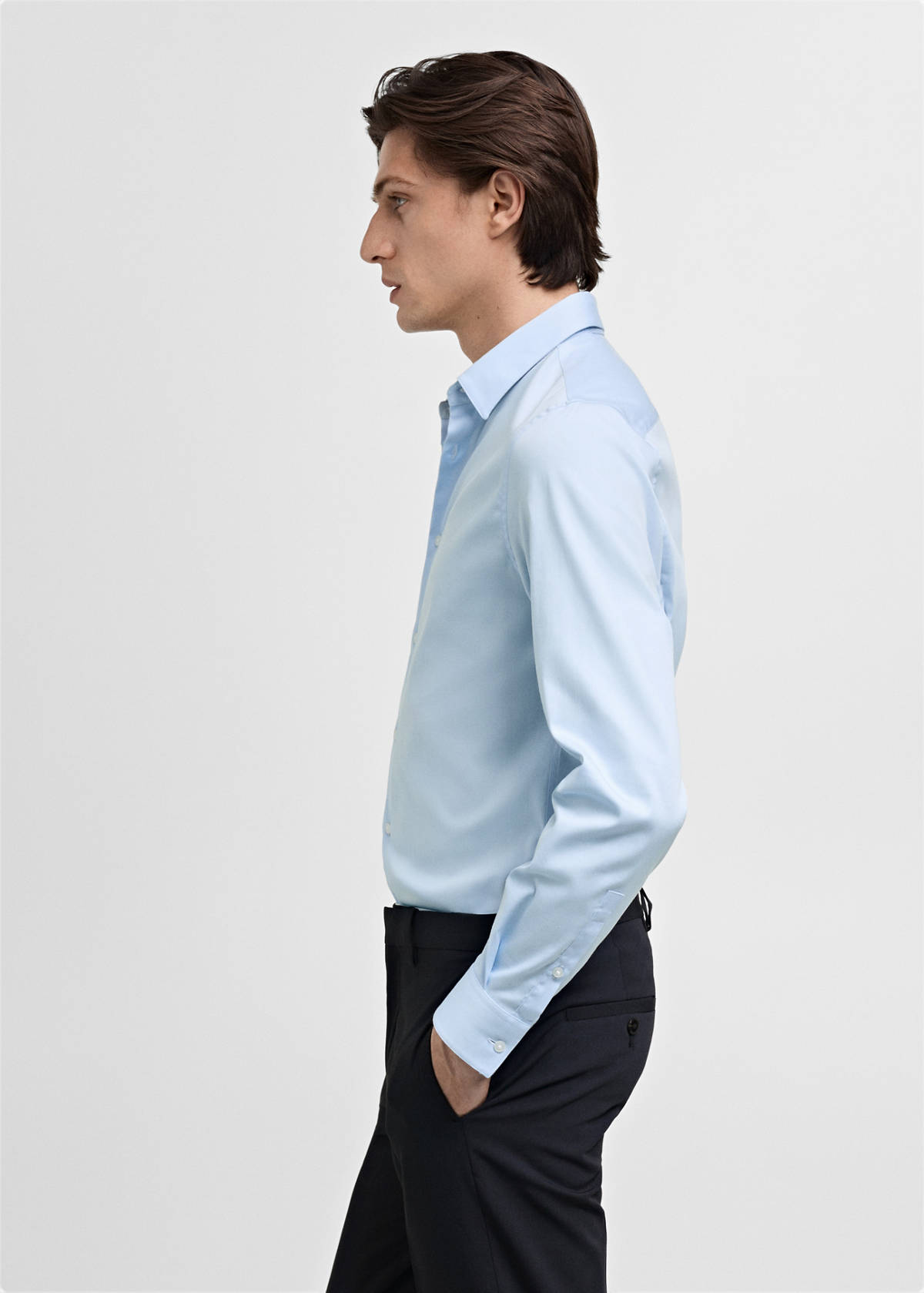 Super slim fit cotton suit shirt — Sky Blue