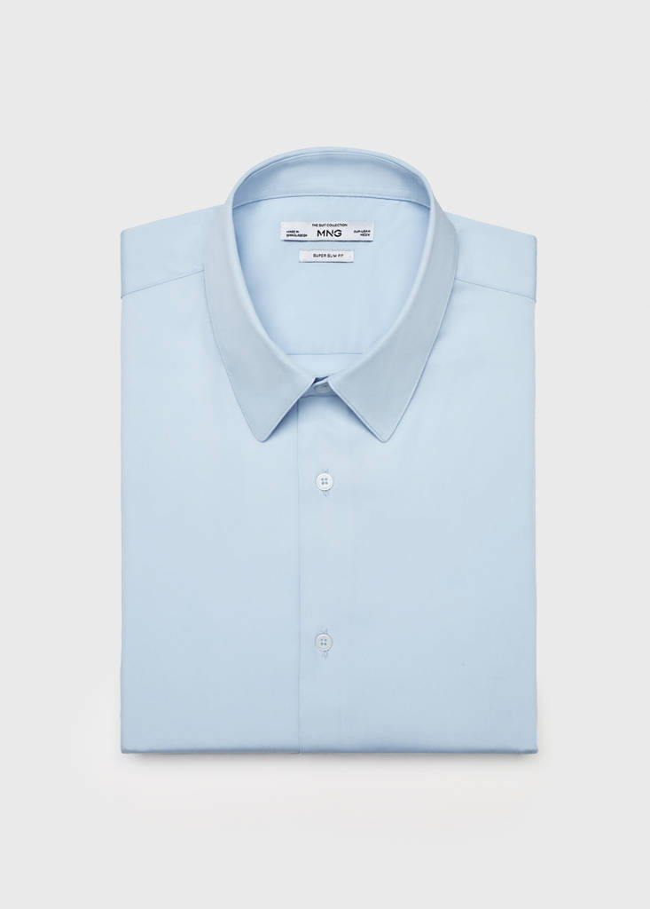 Super slim fit cotton suit shirt — Sky Blue