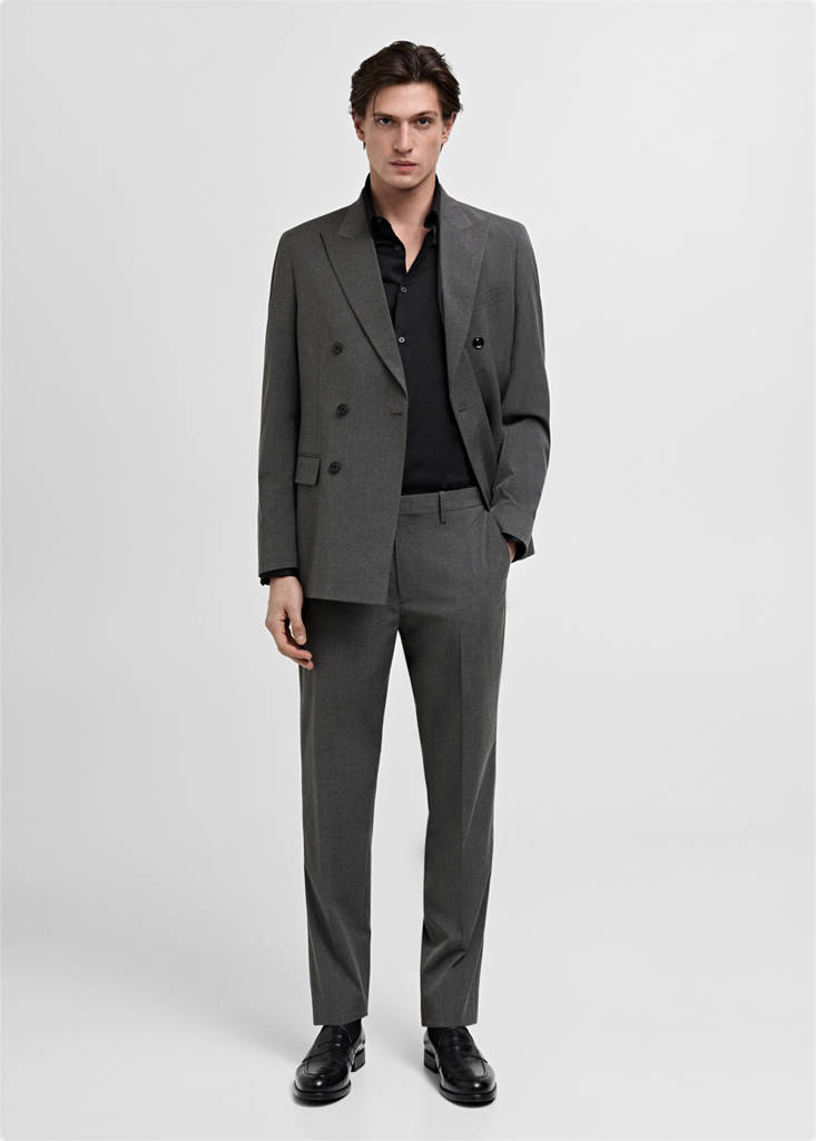 Super slim fit cotton suit shirt — Black