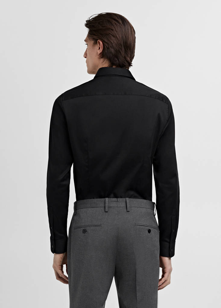Super slim fit cotton suit shirt — Black