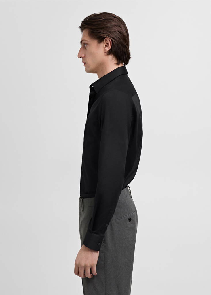 Super slim fit cotton suit shirt — Black