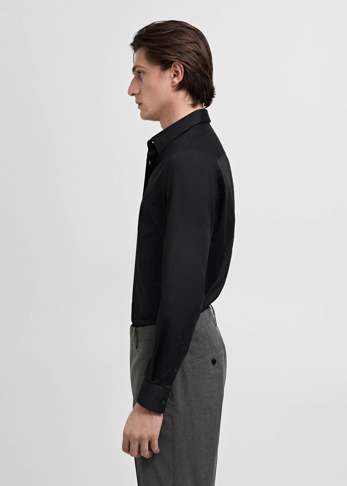 Super slim fit cotton suit shirt — Black