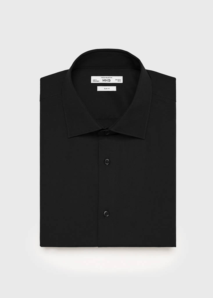 Super slim fit cotton suit shirt — Black