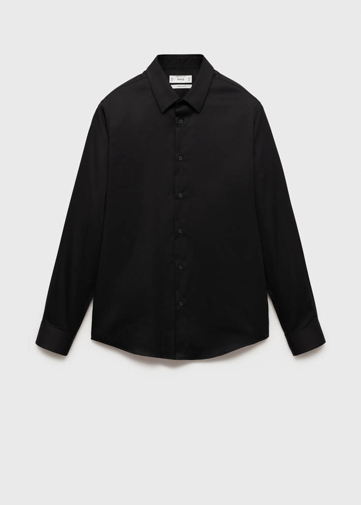 Super slim fit cotton suit shirt — Black