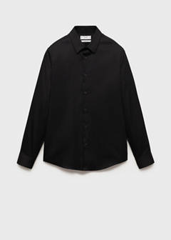 Super slim fit cotton suit shirt — Black 6