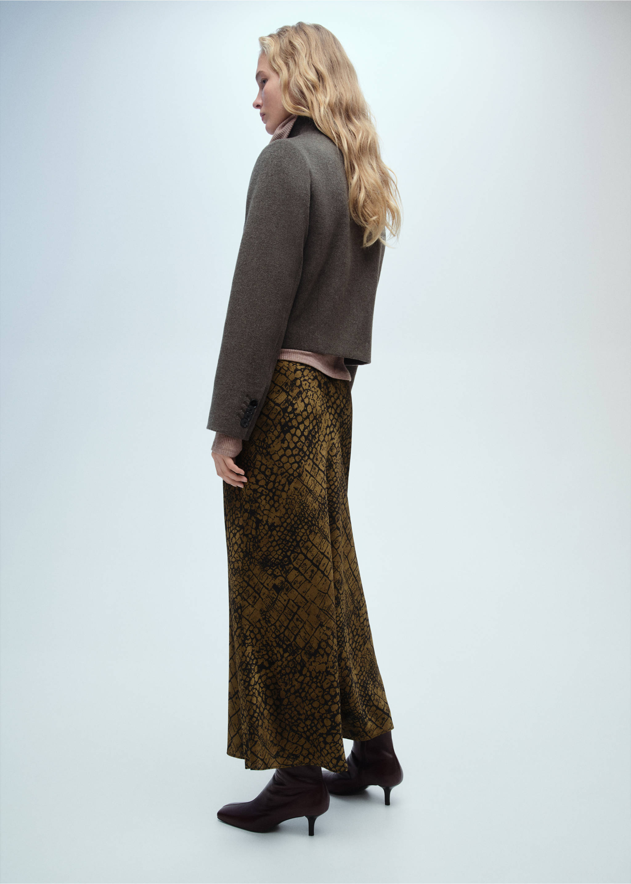 Coco print flared skirt - Reverse of the article, Brown. Ref: 87090609-00.