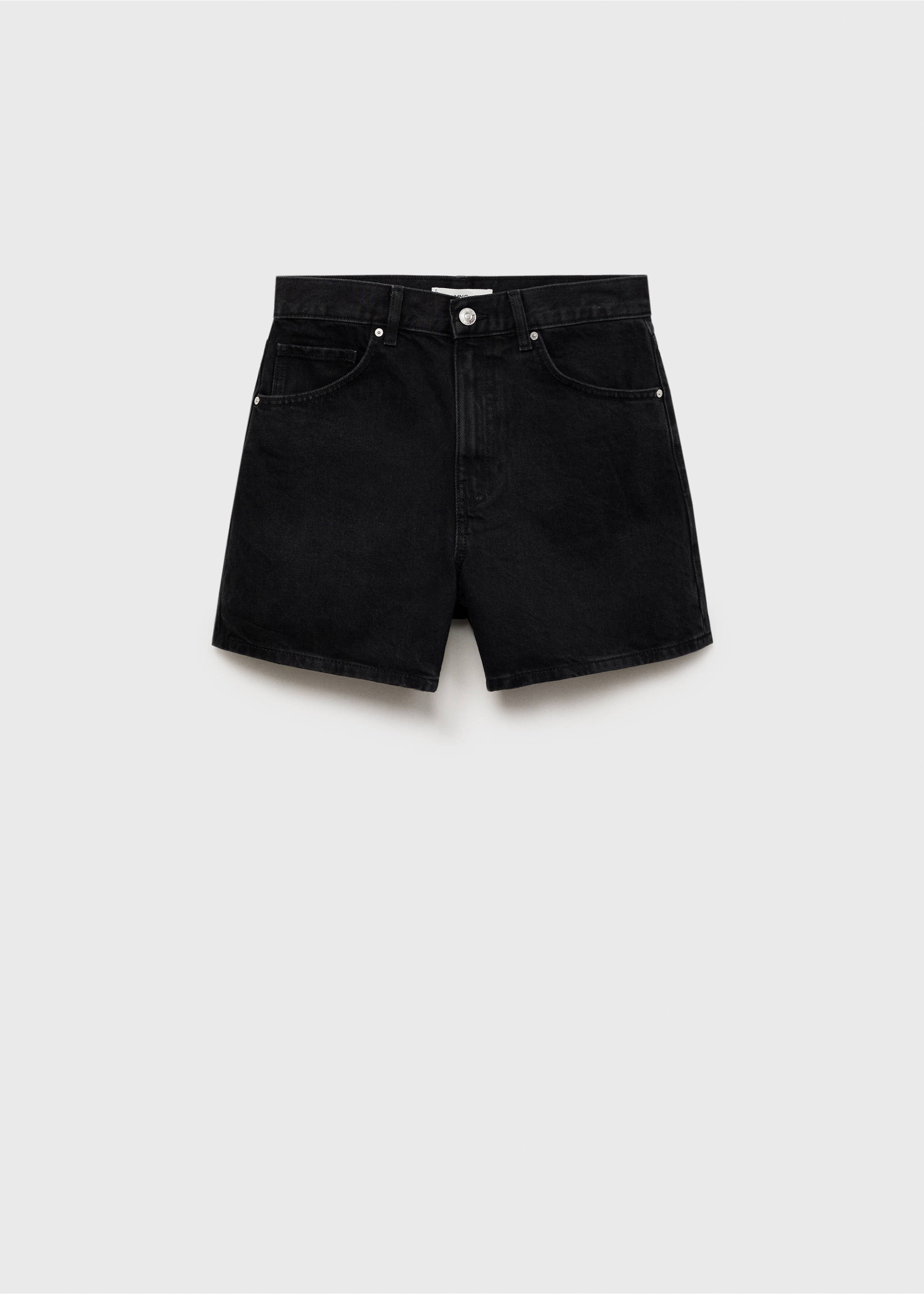 High-rise denim shorts - Article without model, Black denim. Ref: 87090611-00.