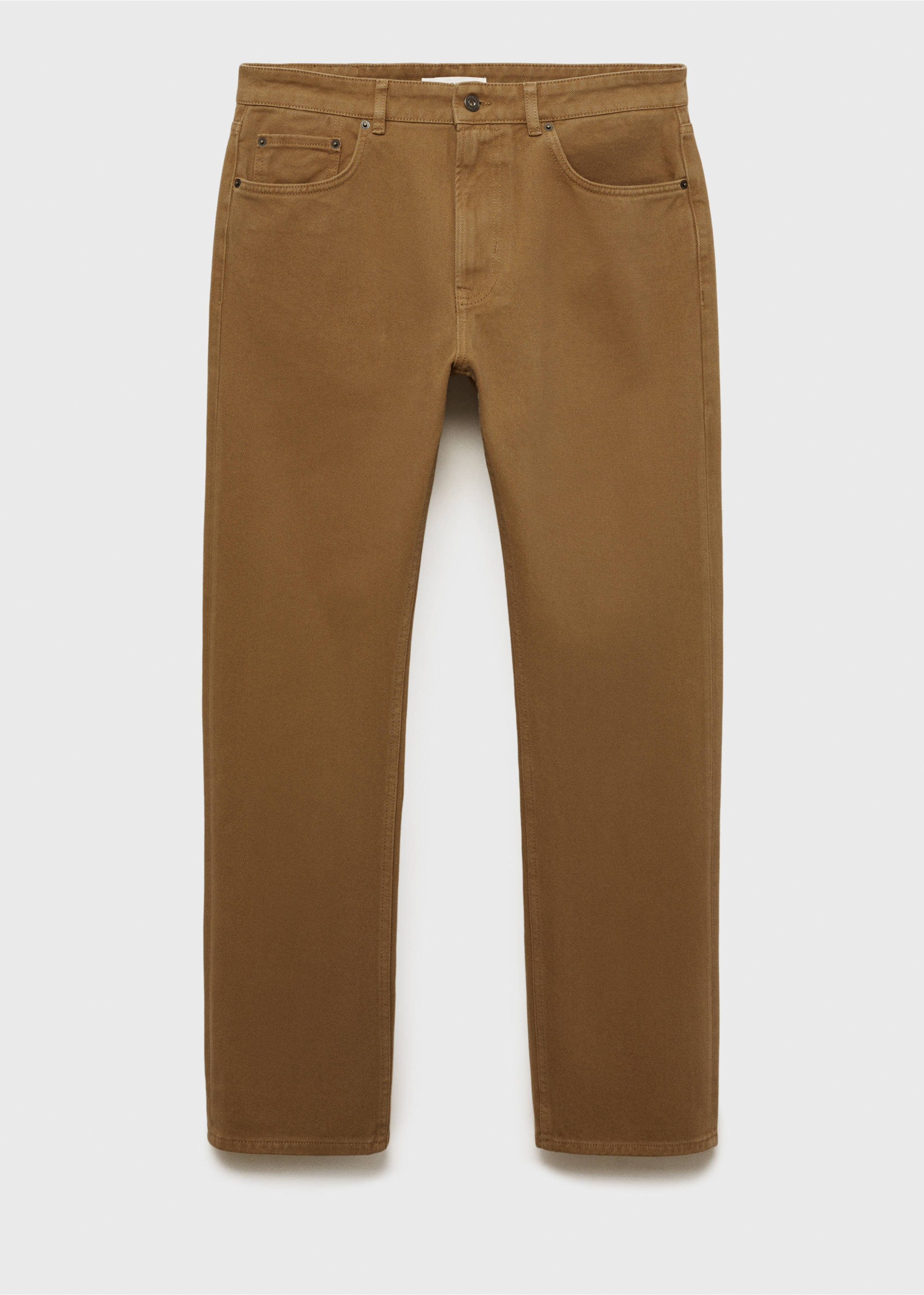 Düz kesim pamuklu jean pantolon - Modelsiz ürün, Orta Kahverengi. Ref: 87090617-00.