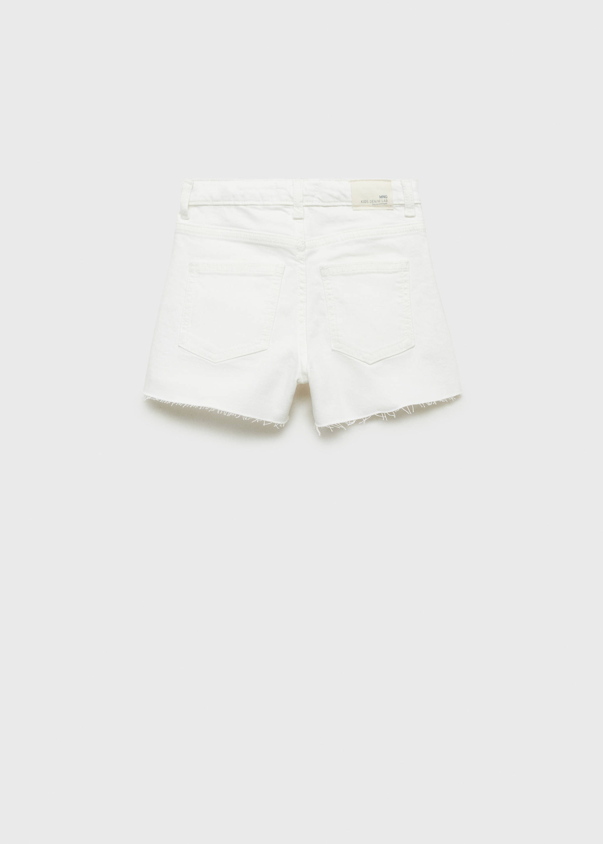 Denim shorts with frayed hem - Reverse of the article