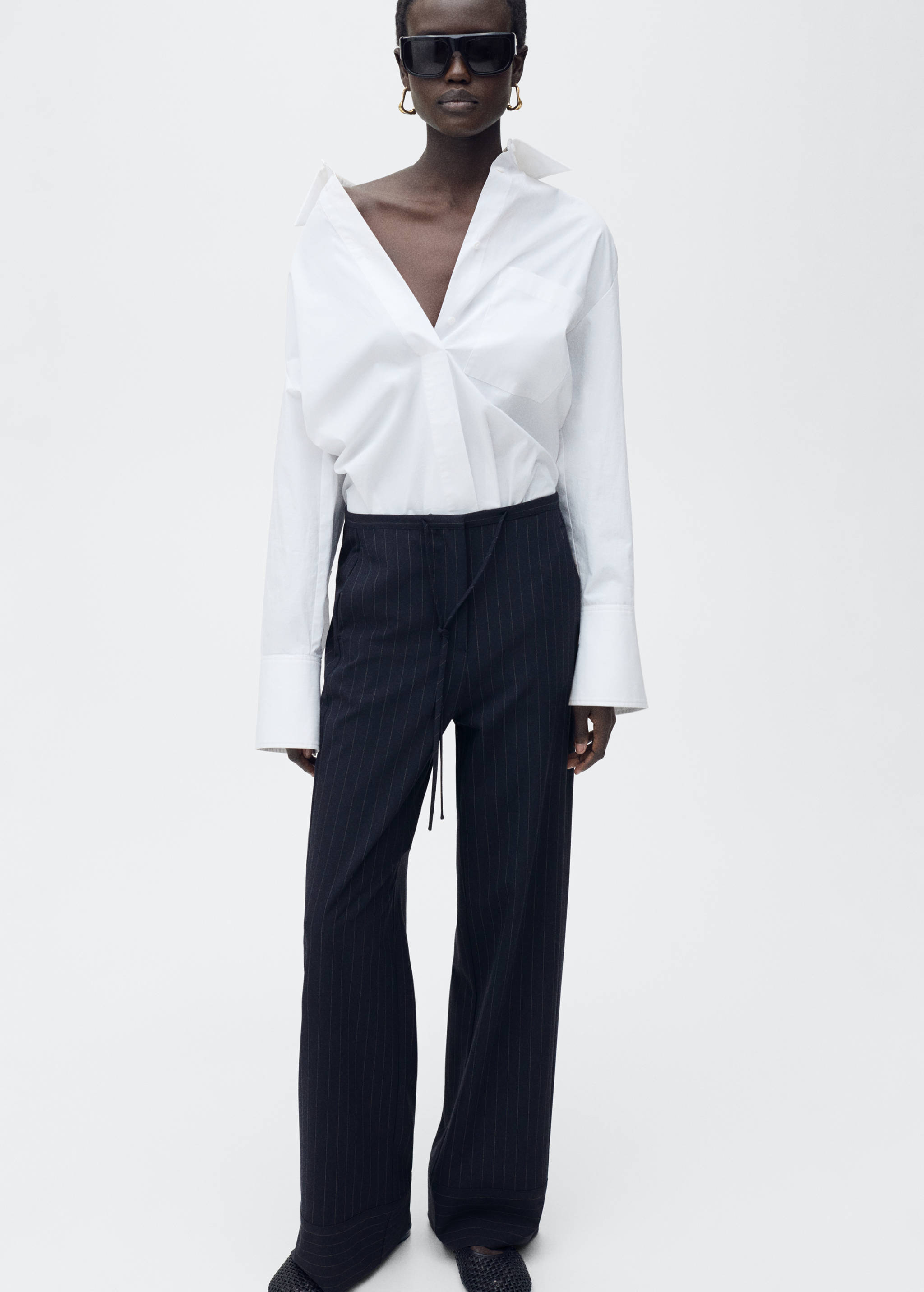 Chalk-stripe straight trousers - General plane