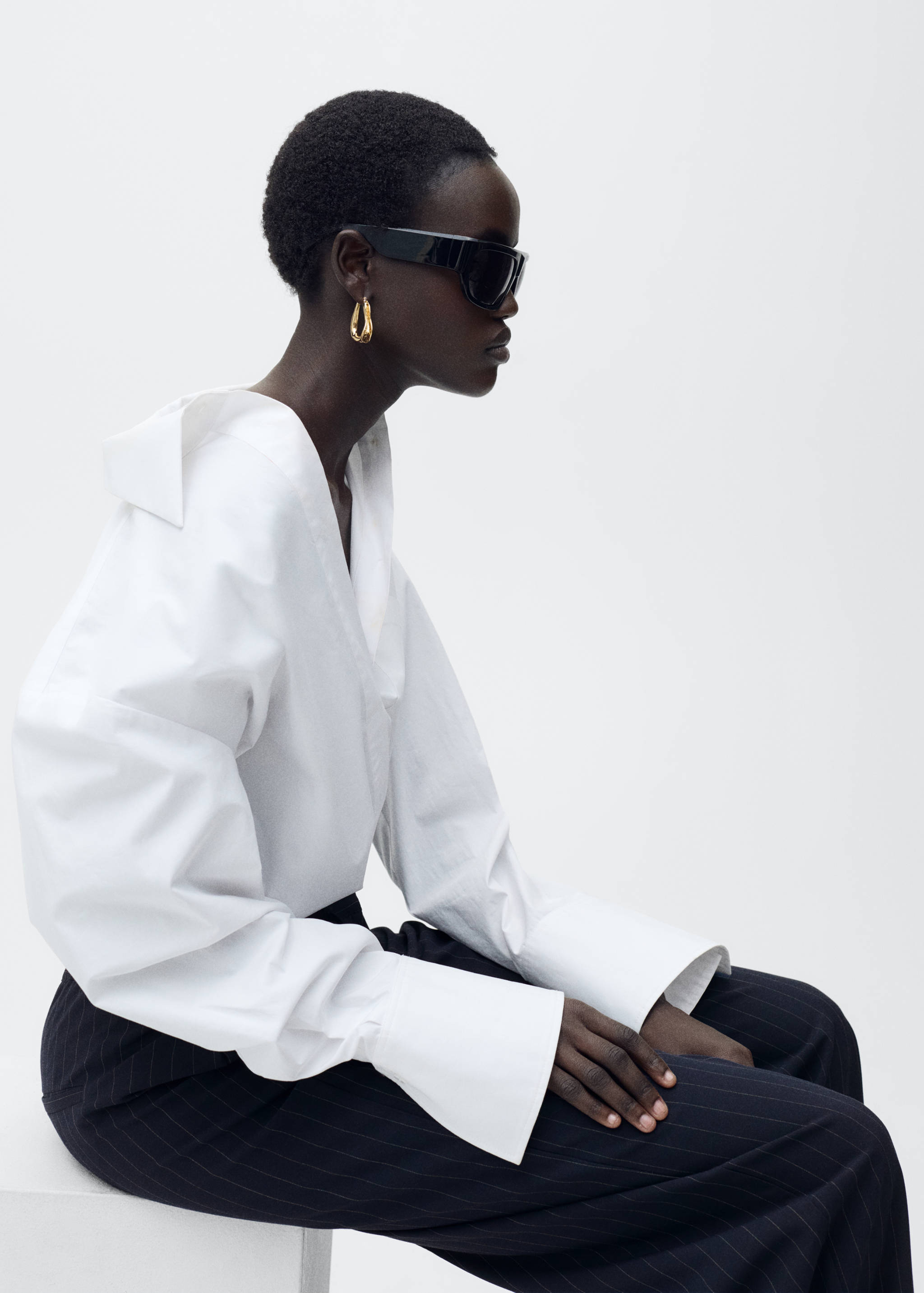 Chalk-stripe straight trousers - Details of the article 1