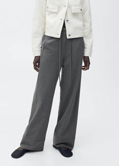 Chalk-stripe straight trousers — Grey 1