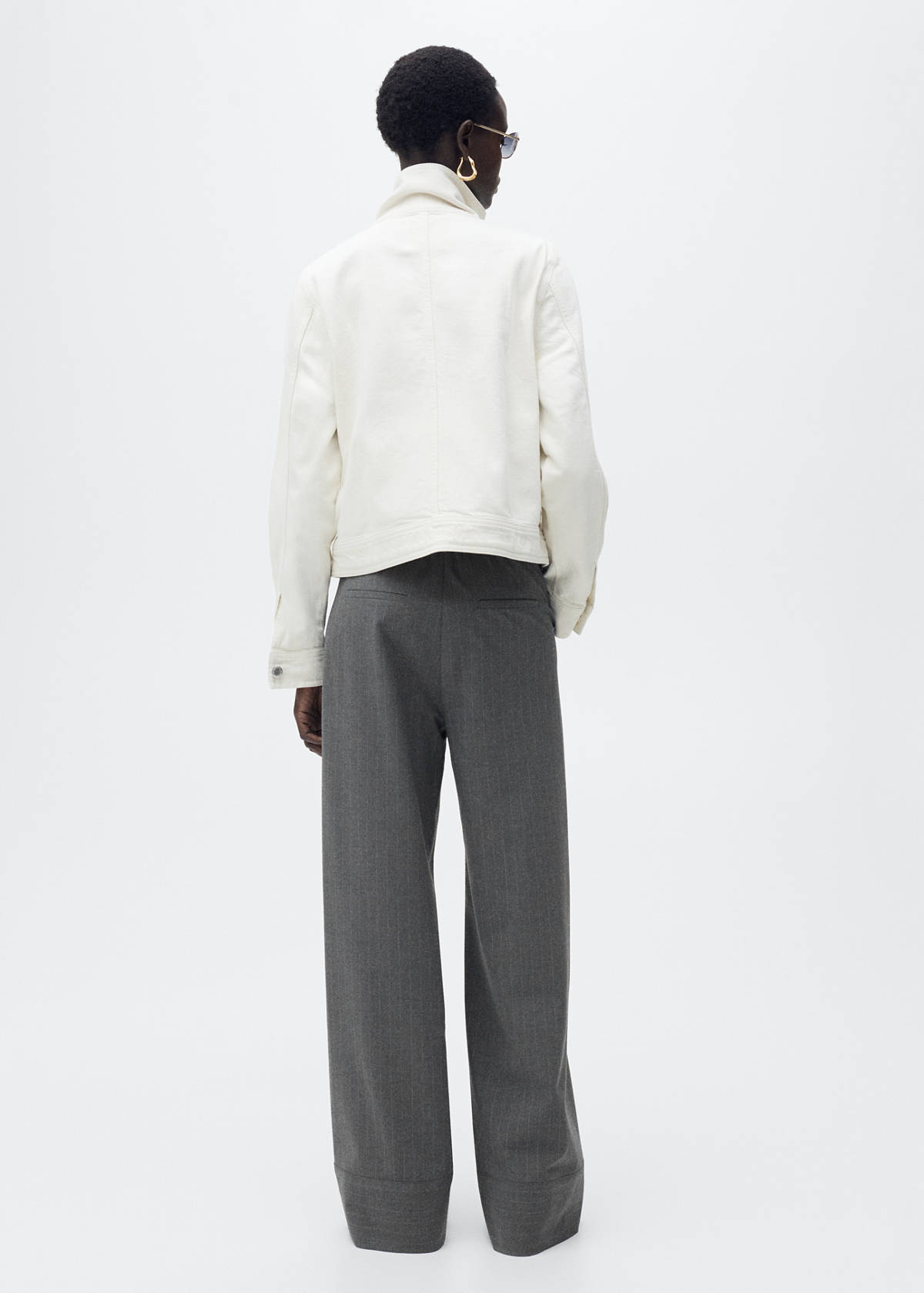 Chalk-stripe straight trousers — Grey