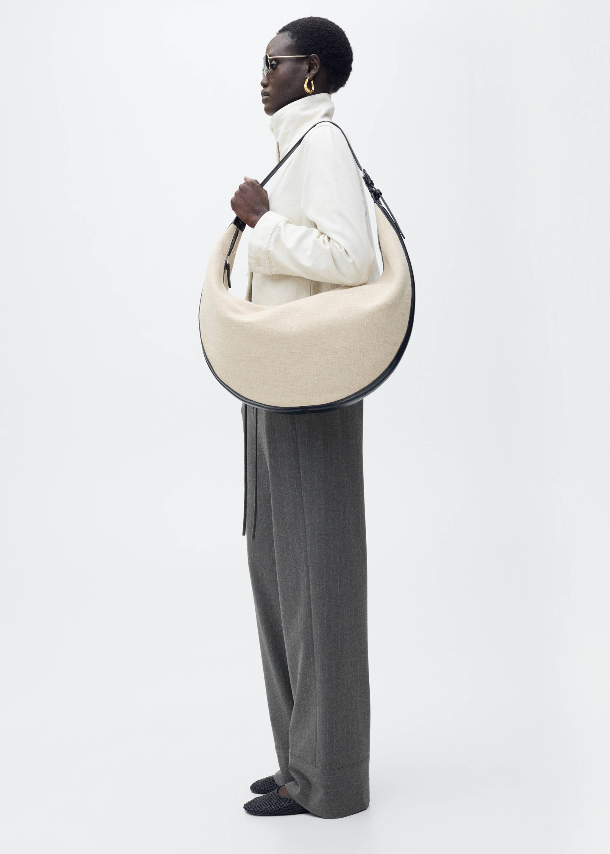 Chalk-stripe straight trousers - Details of the article 1