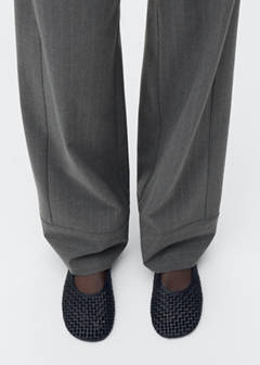Chalk-stripe straight trousers — Grey 6