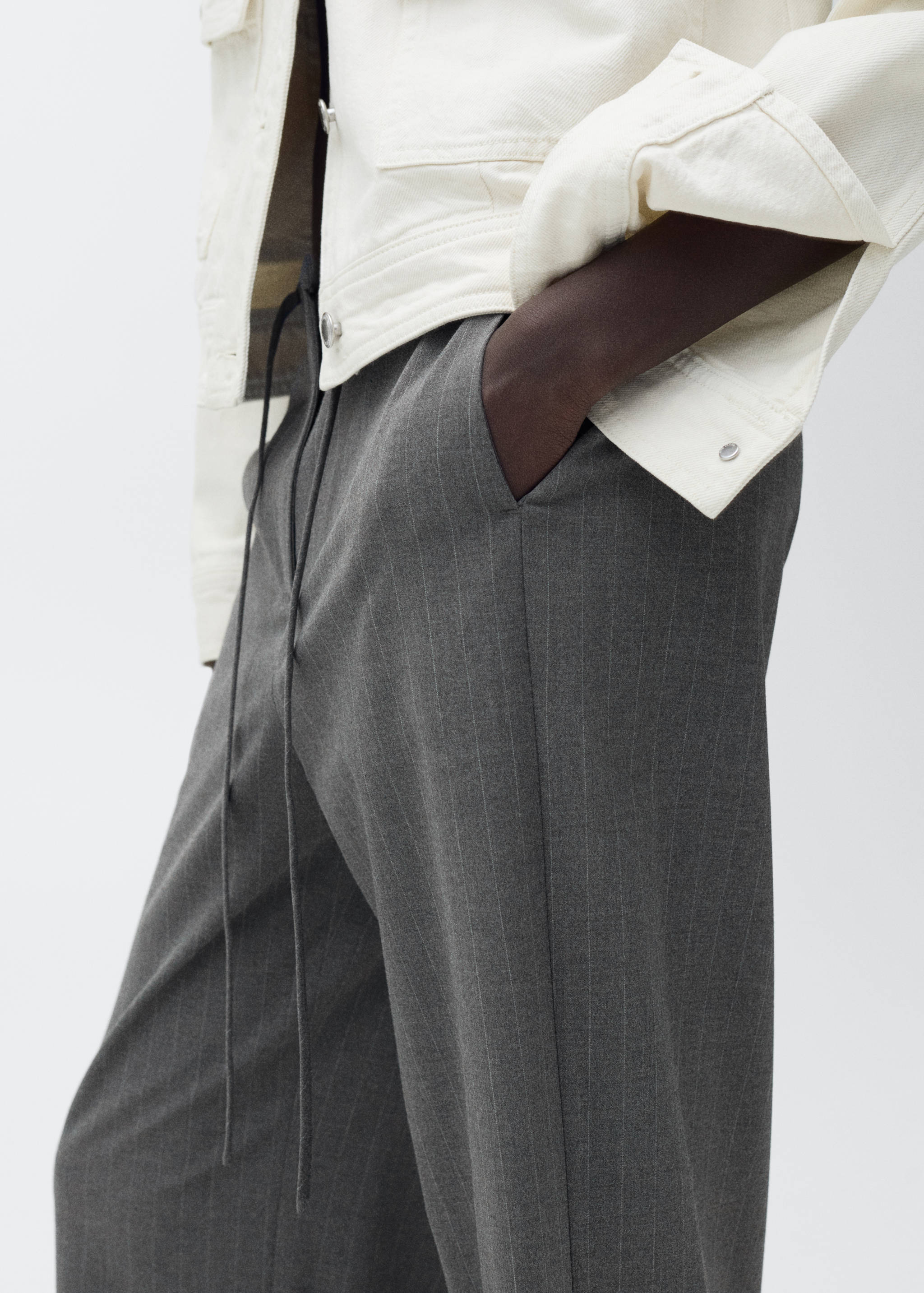 Chalk-stripe straight trousers - Details of the article 2