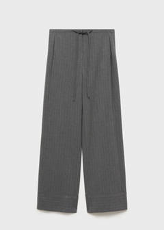 Chalk-stripe straight trousers — Grey 7