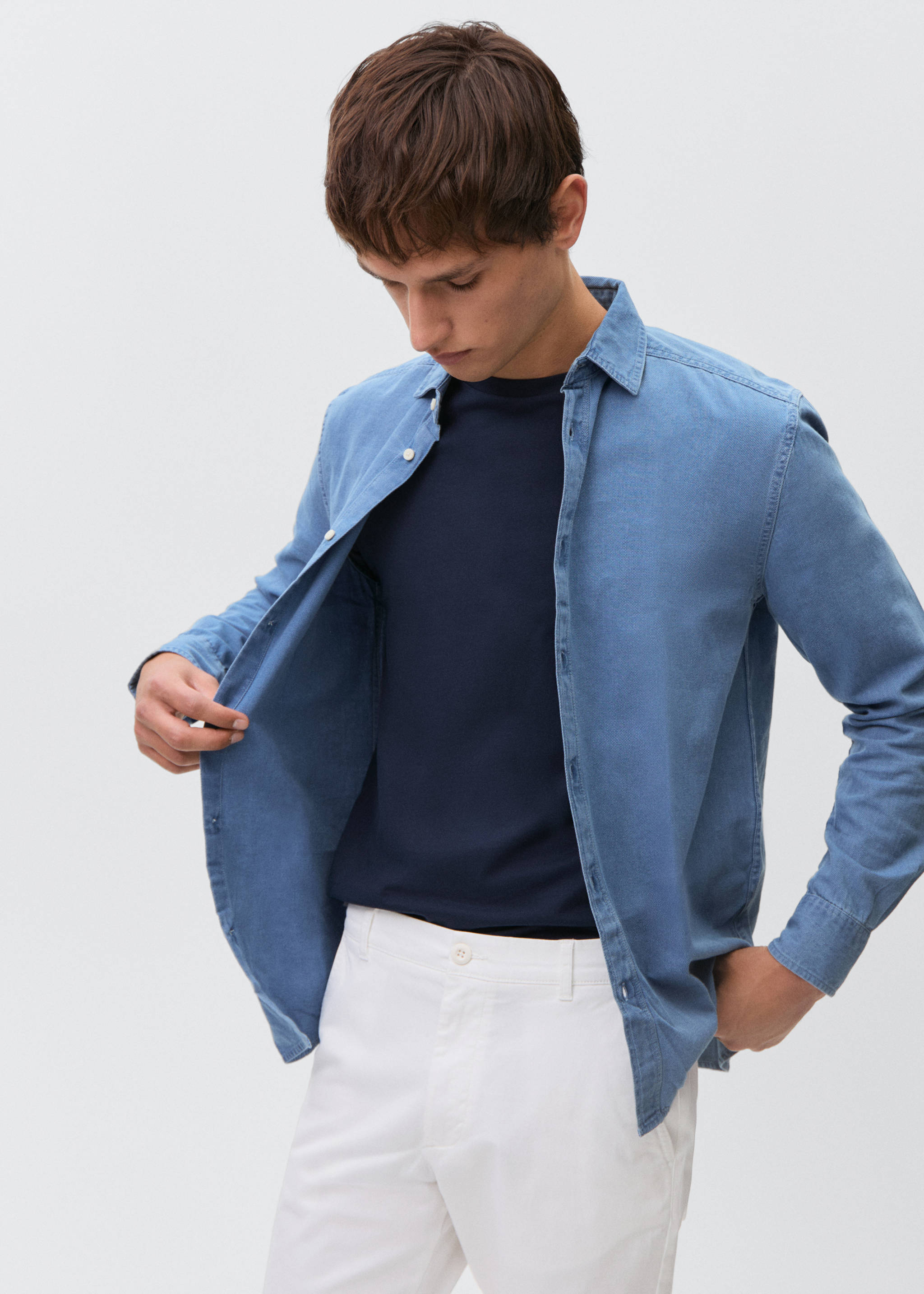 Plain chino trousers - Medium plane