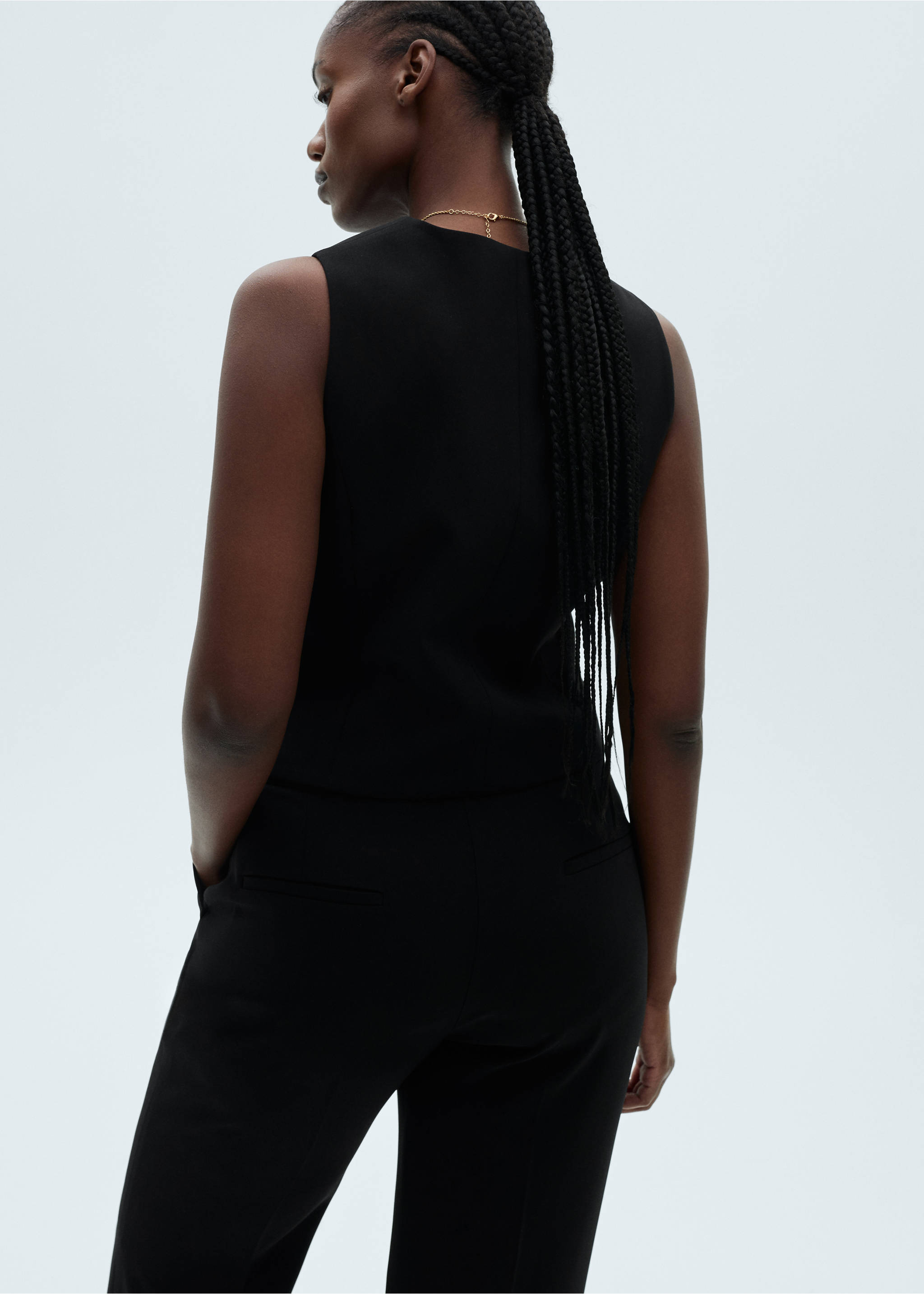 Suit waistcoat with buttons - Details of the article 4, Black. Ref: 87091518-00.