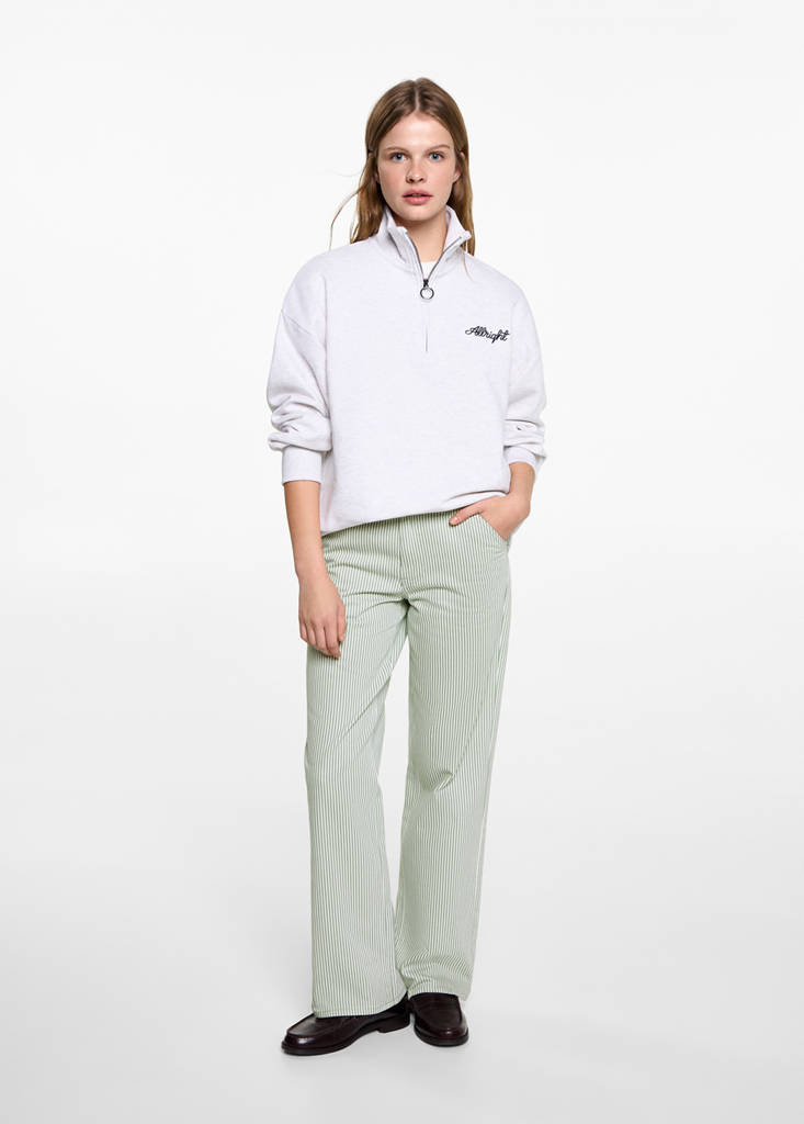 Straight-fit striped jeans — Pastel Green