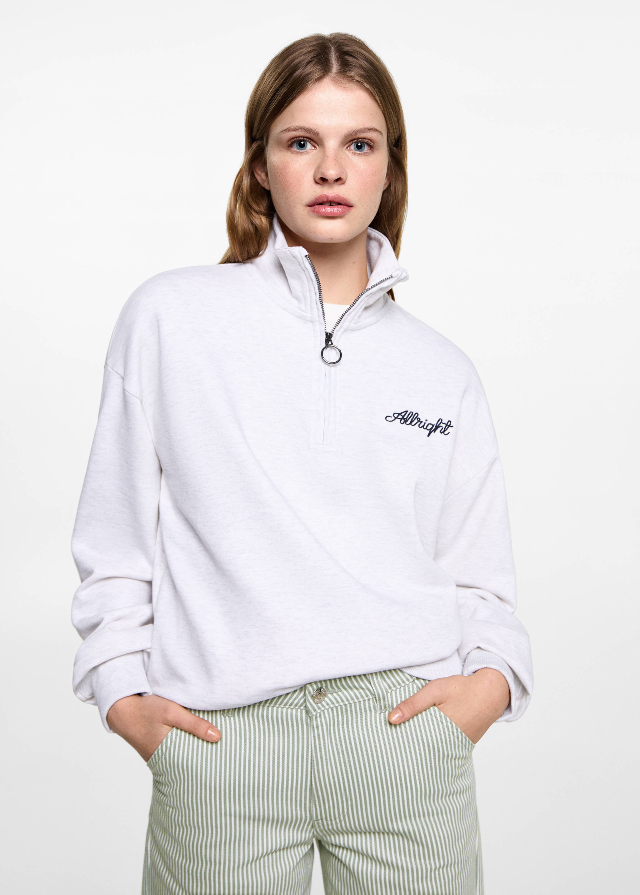 Jeans straight rayas - Plano medio