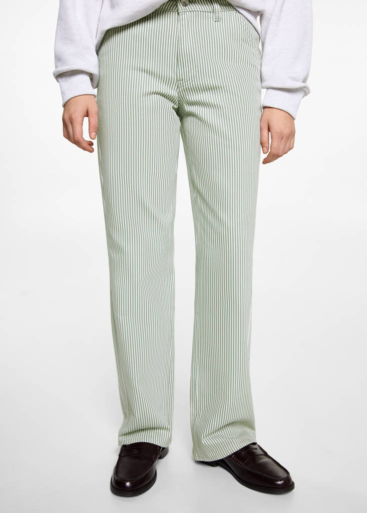 Straight-fit striped jeans — Pastel Green