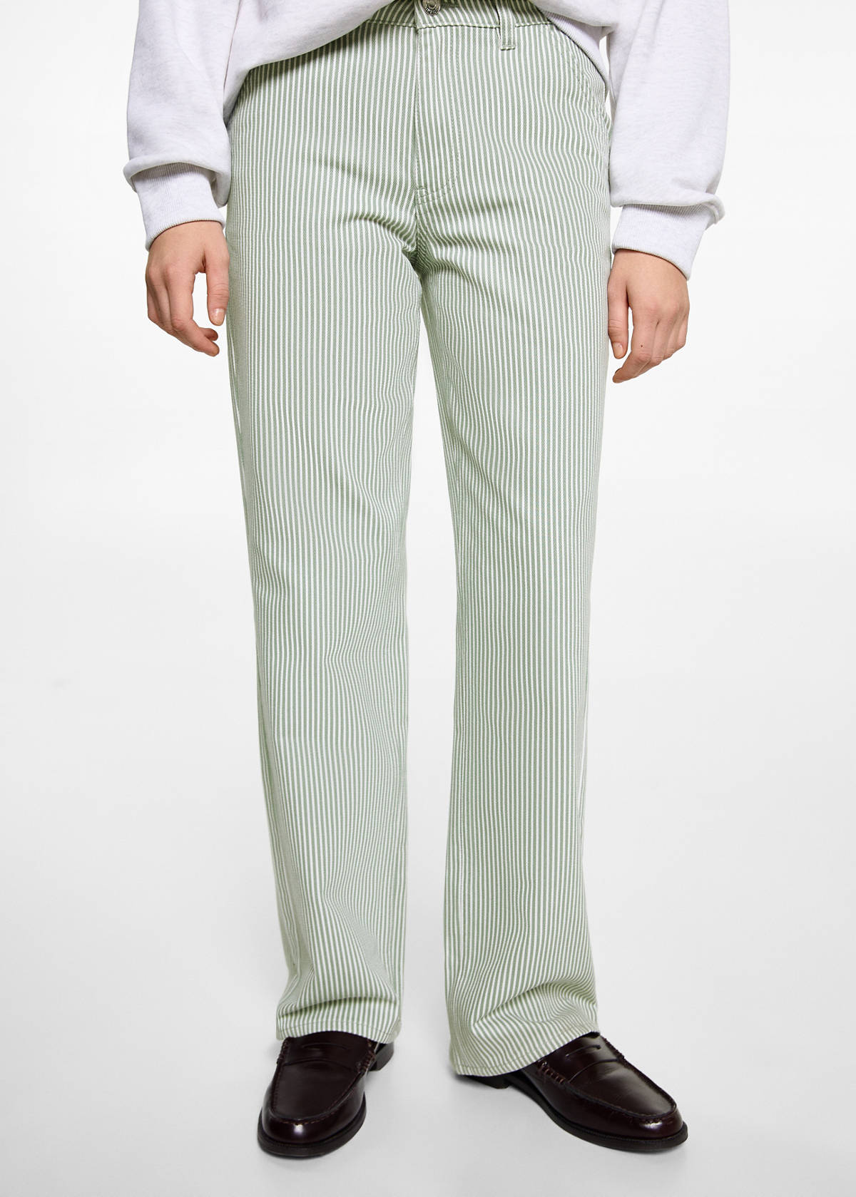 Straight-fit striped jeans — Pastel Green