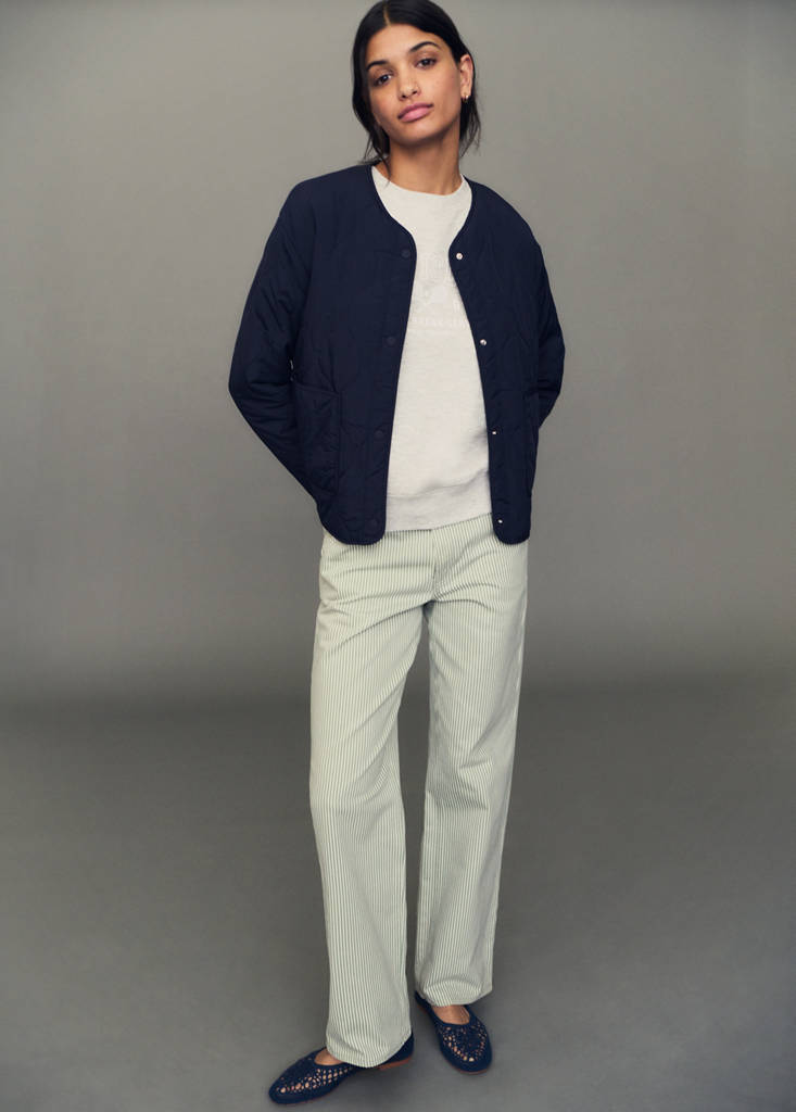 Straight-fit striped jeans — Pastel Green